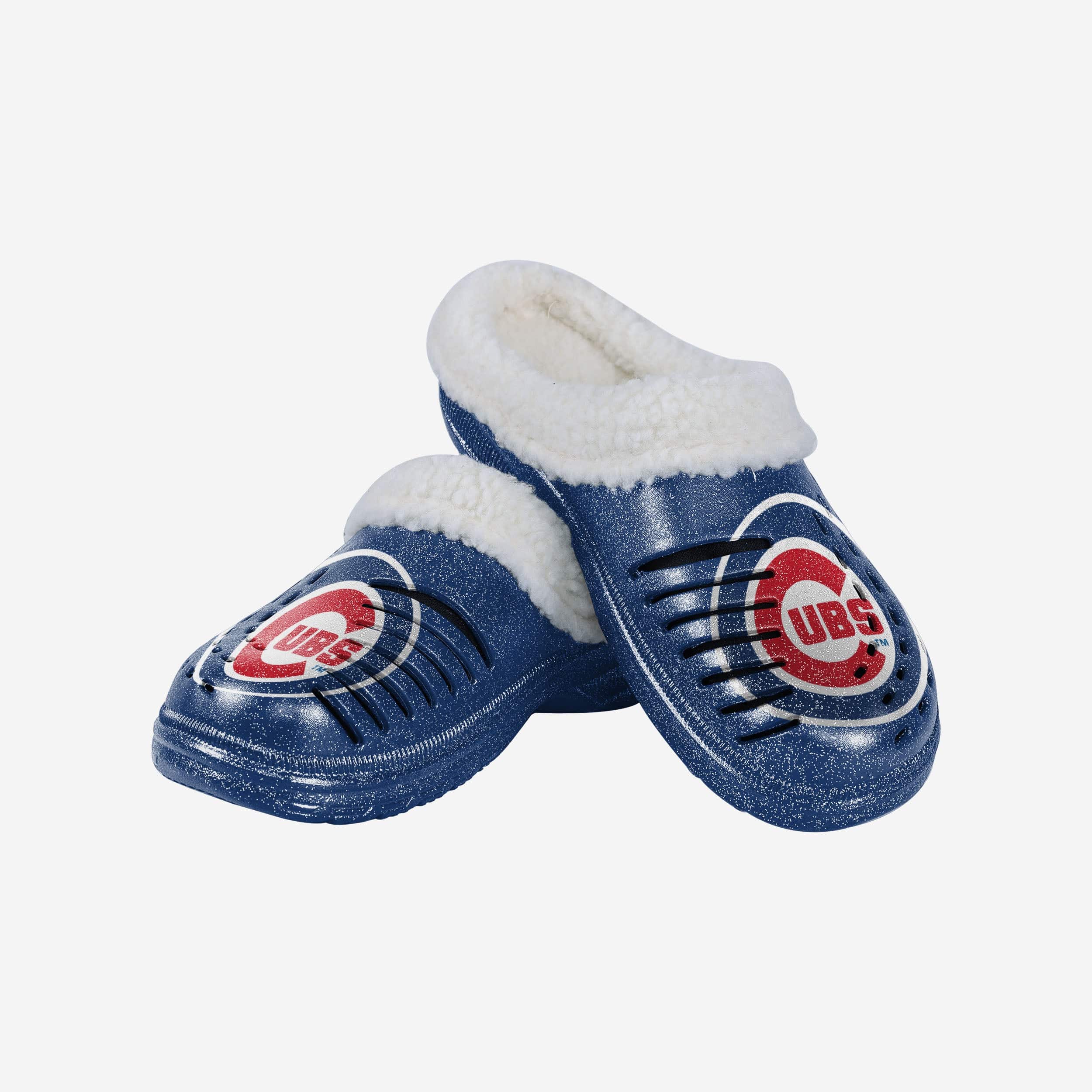 Sparkling Chicago Cubs Women's Sherpa-Lined Glitter Clogs