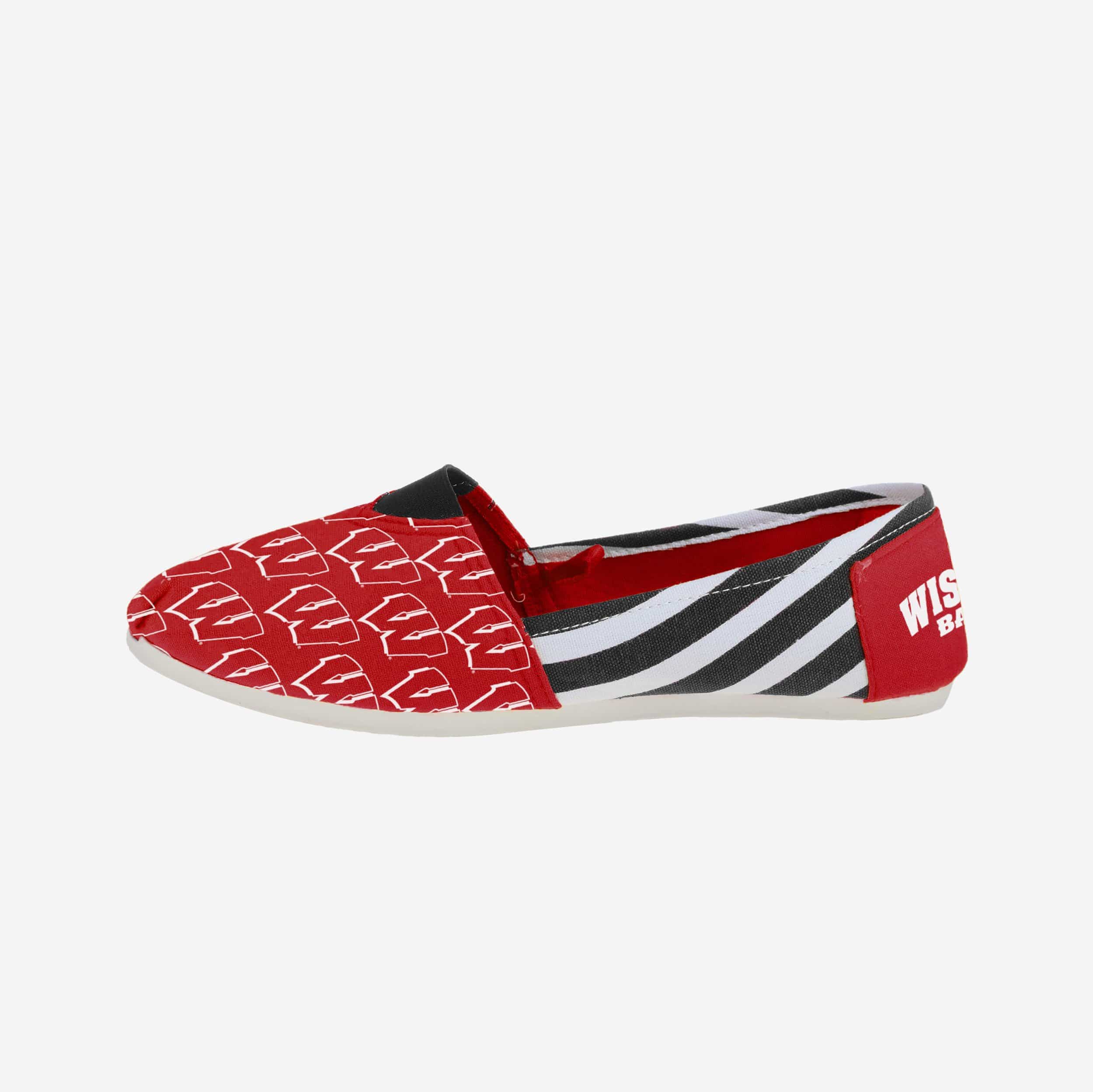 Wisconsin Badgers Women's Stylish Stripe Canvas Shoes - Rock Your Team Spirit!