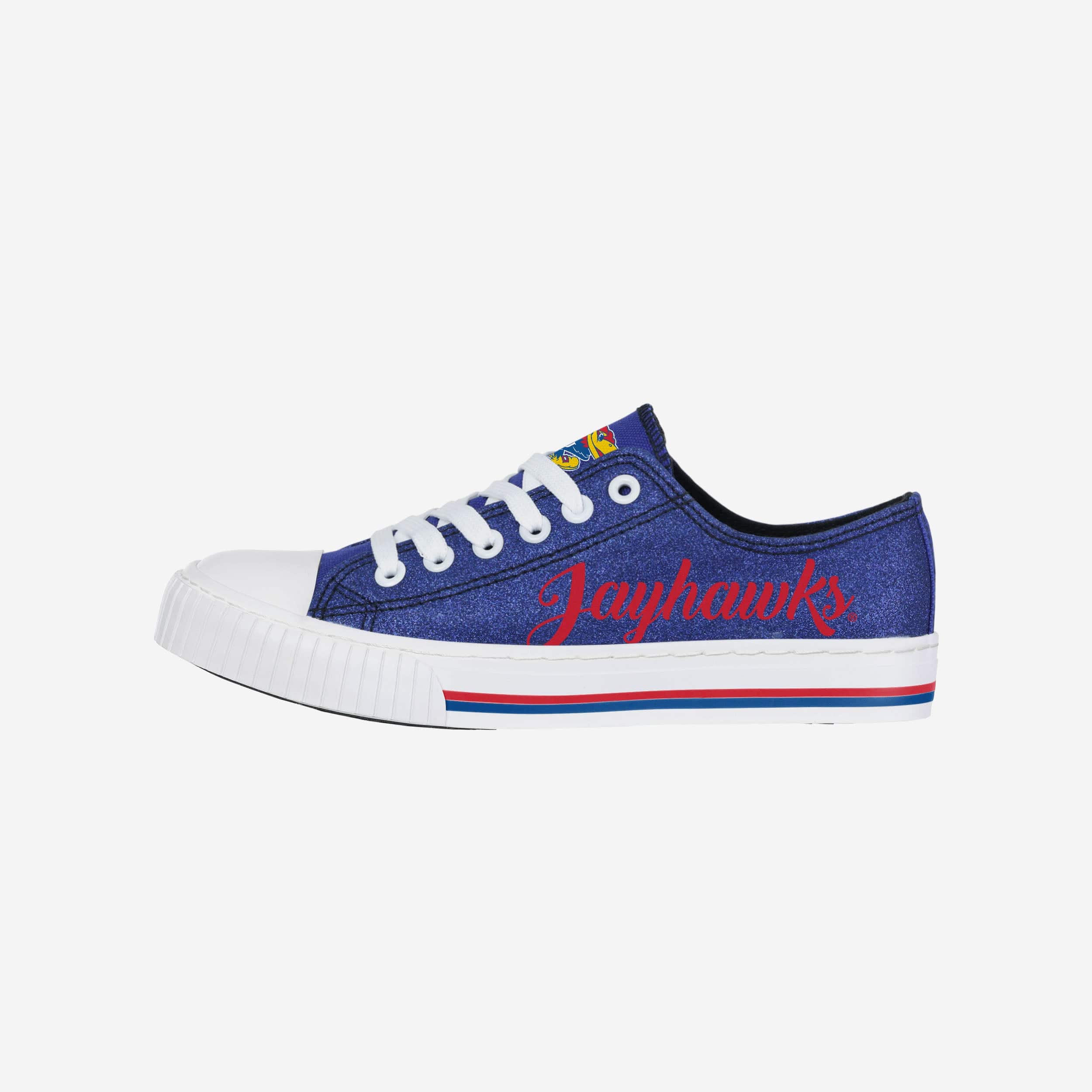 Sparkling Kansas Jayhawks Women's Low-Top Canvas Glitter Shoes
