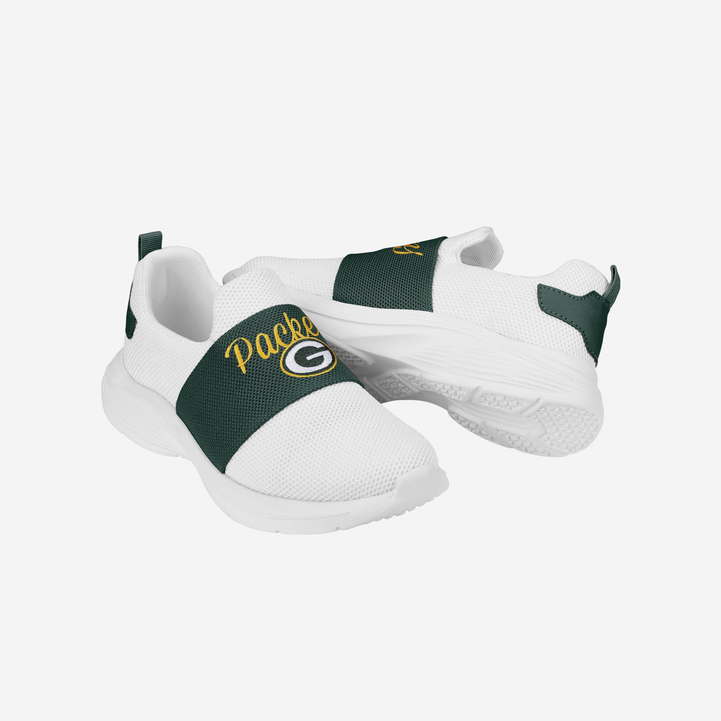 Green Bay Packers Women's Stylish White Slip-On Sneakers