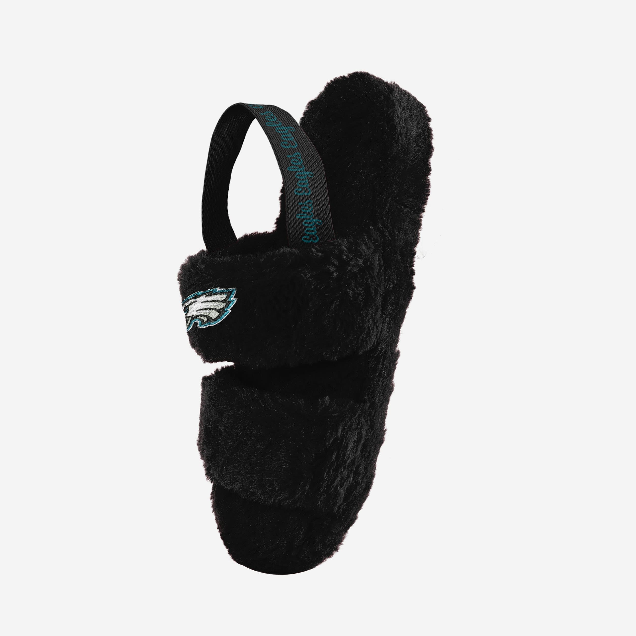 Stylish Philadelphia Eagles Women's Fur Slide with Heel Strap and Wordmark