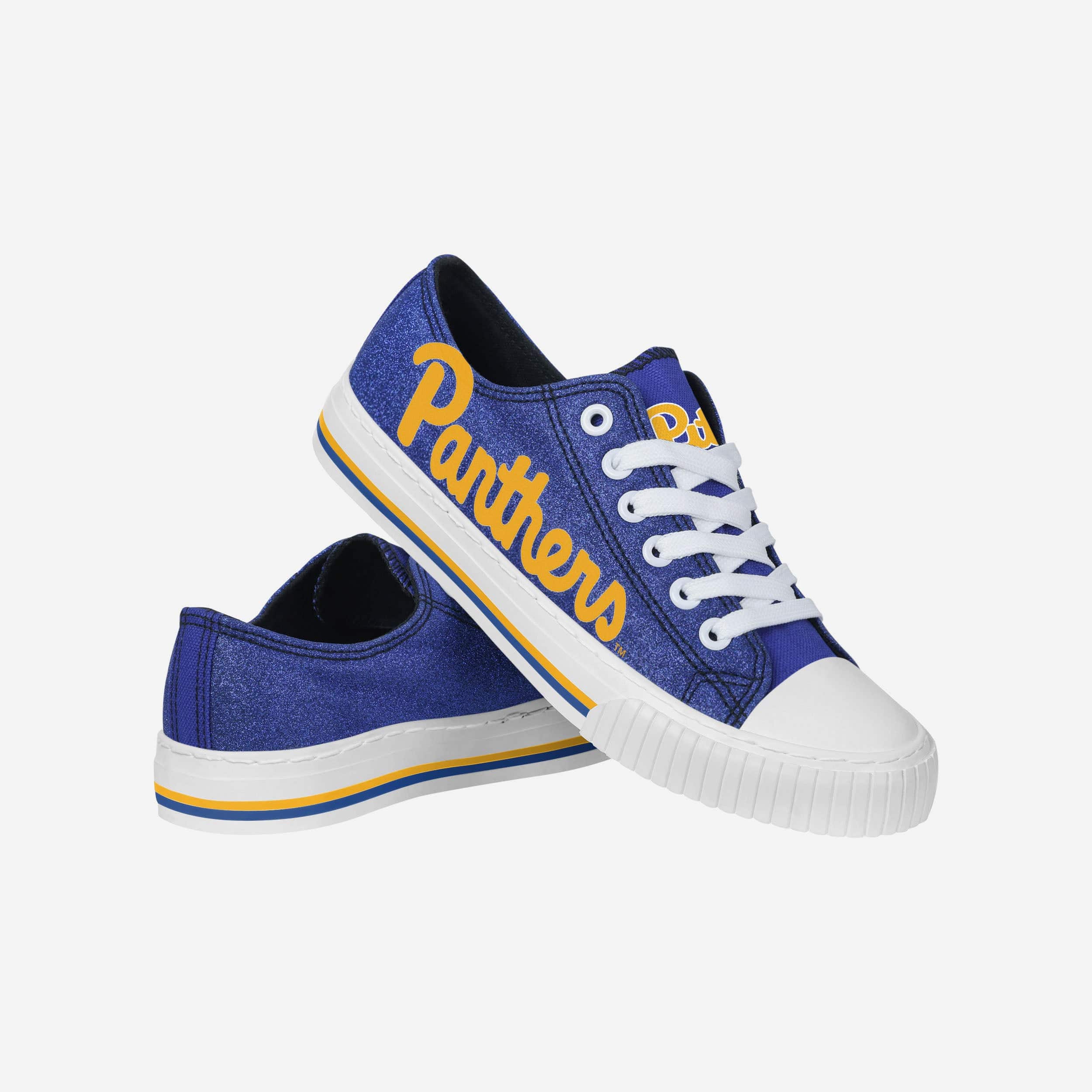 Sparkling Pittsburgh Panthers Women's Glitter Low-Top Canvas Shoes
