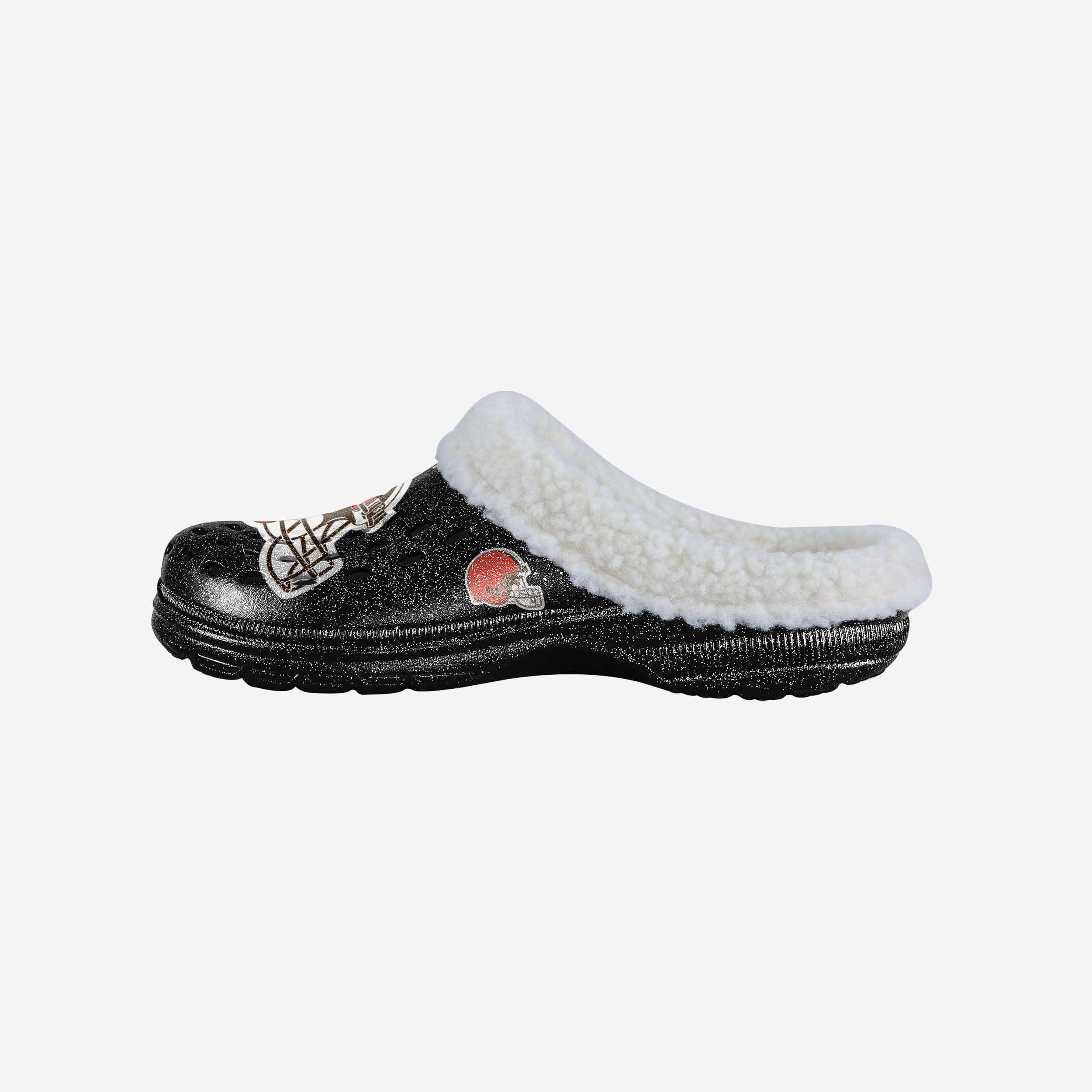Sparkling Cleveland Browns Women's Sherpa-Lined Glitter Clogs