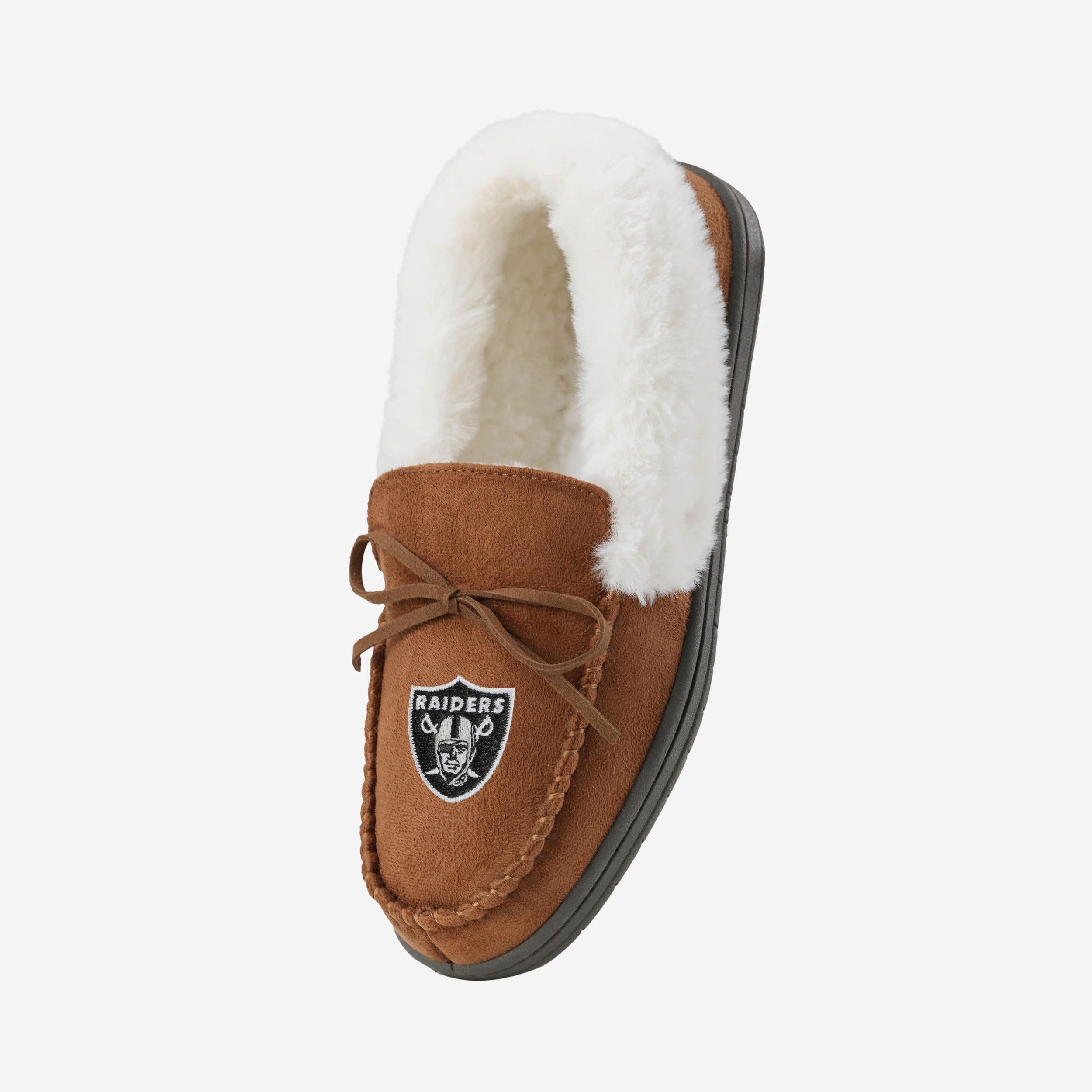 Get Game - Day Cozy: Las Vegas Raiders Women's Tan Moccasin Slippers