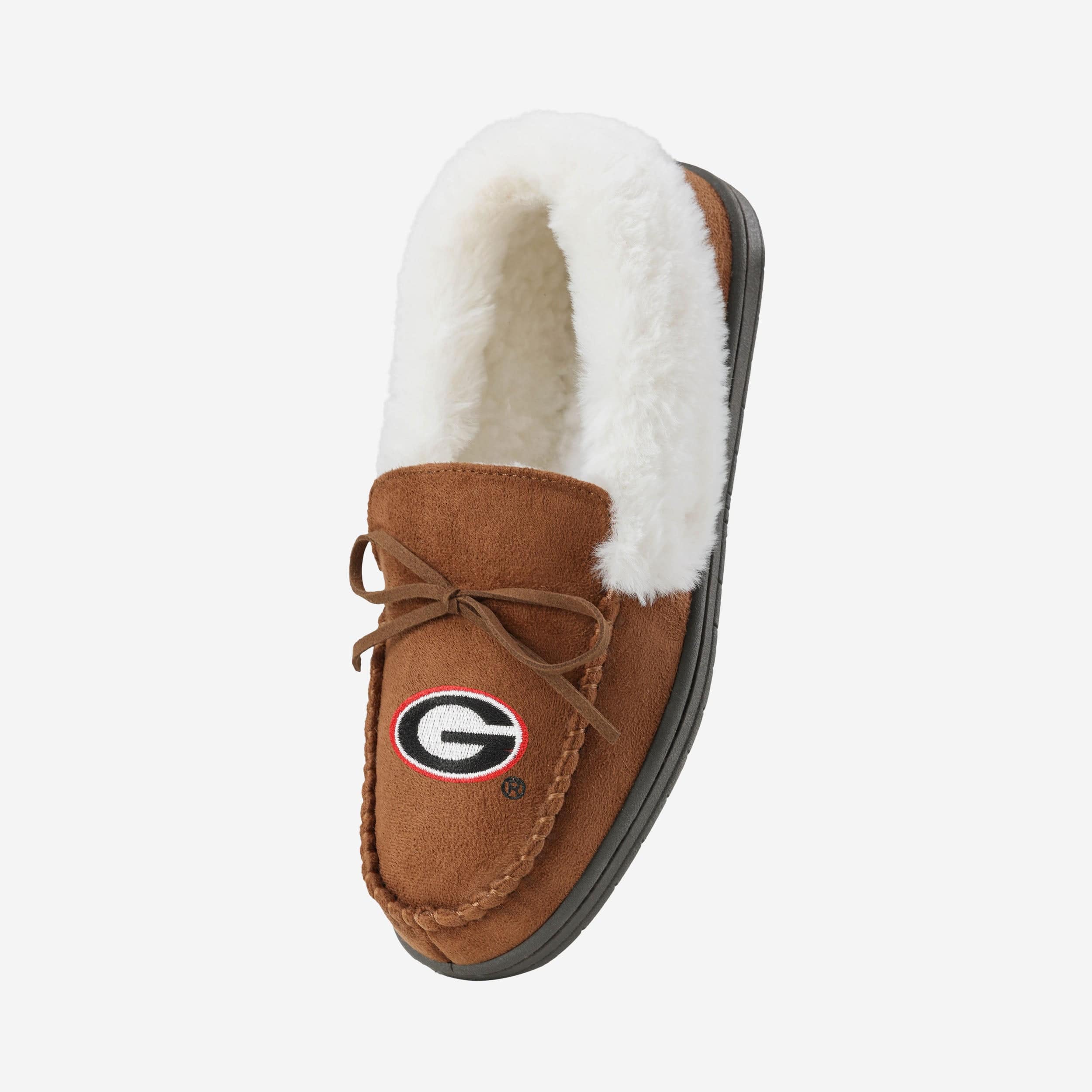 Georgia Bulldogs Women's Stylish Tan Moccasin Slippers - Be an MVP on the Couch!