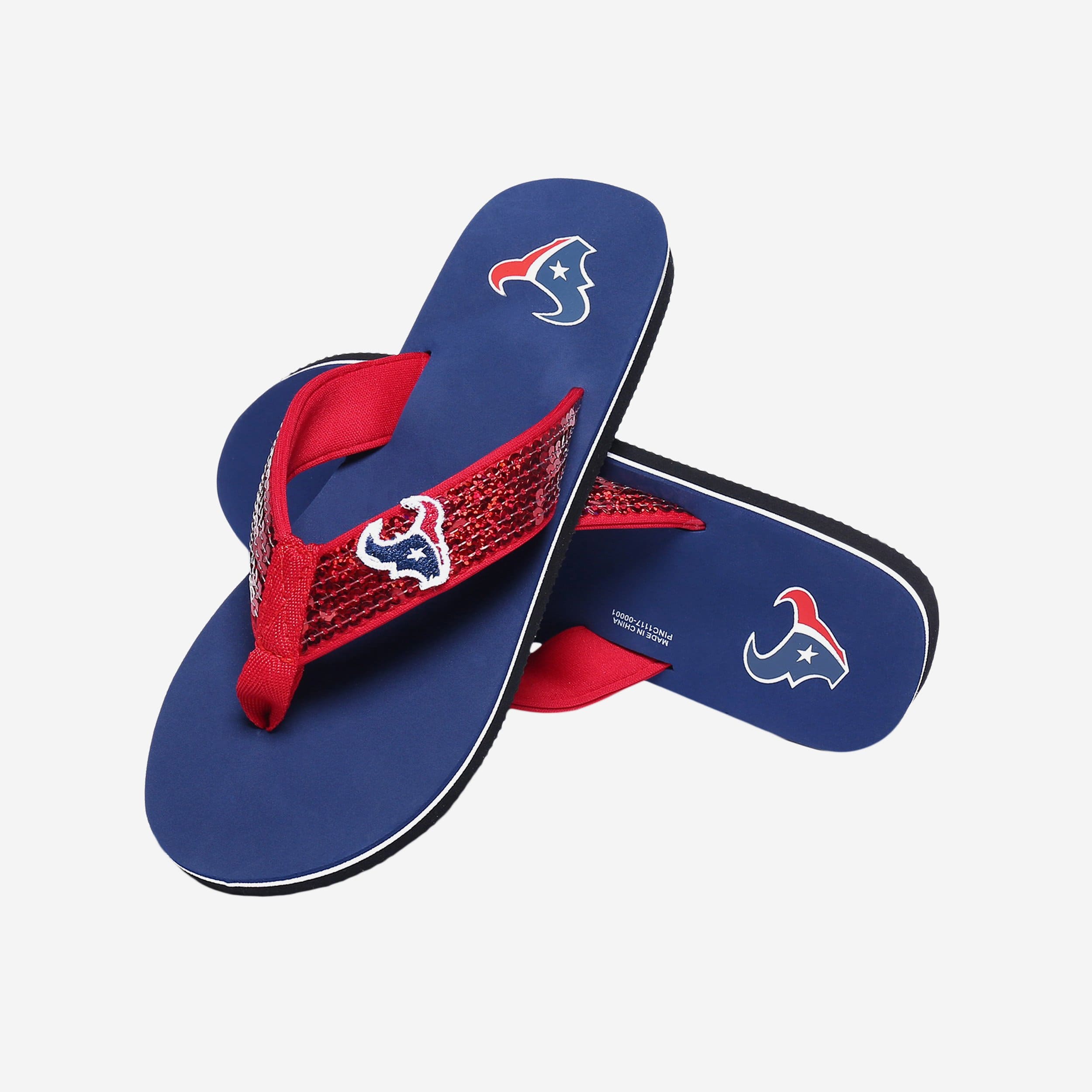 Glamorous Houston Texans Women's Sequin Flip Flops
