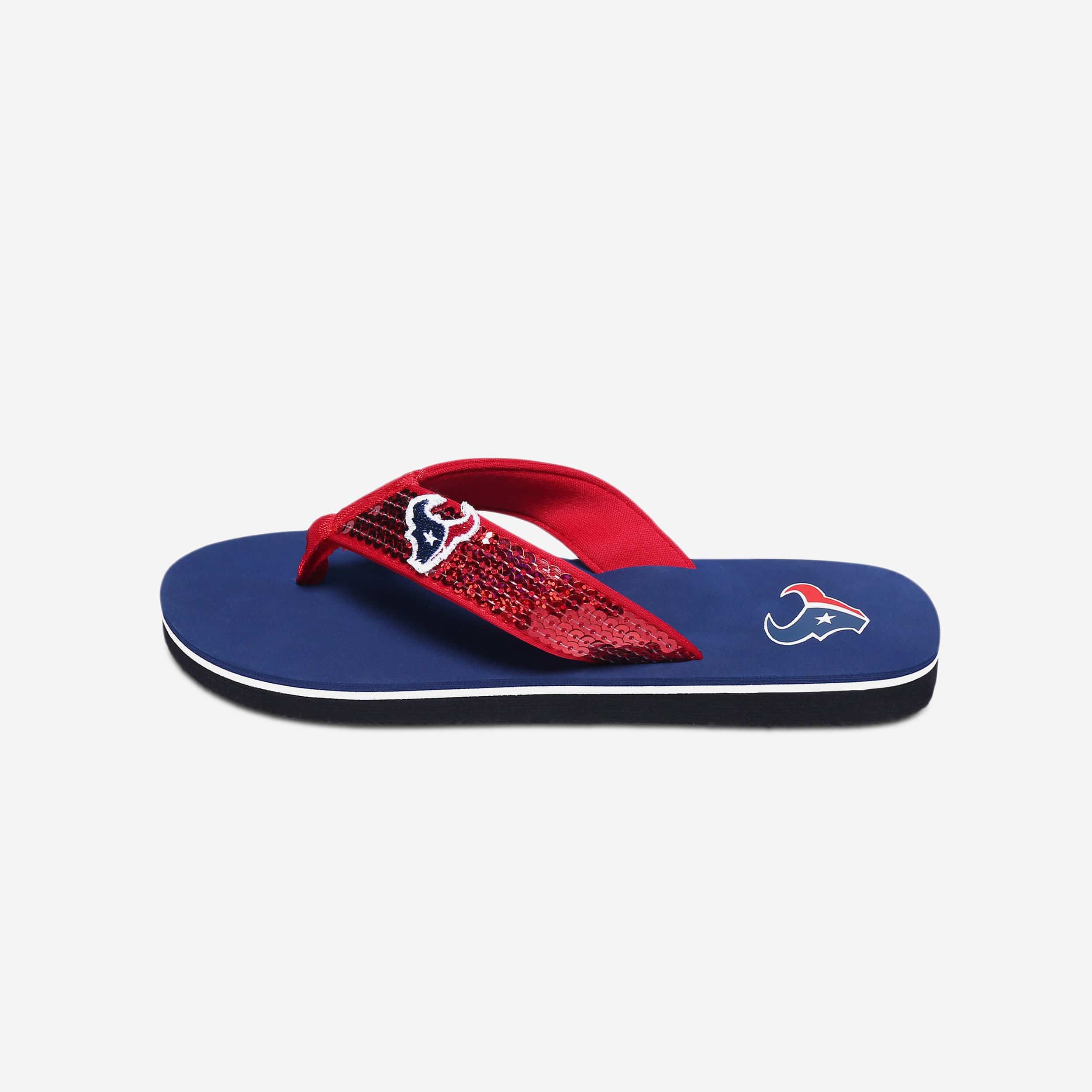 Glamorous Houston Texans Women's Sequin Flip Flops