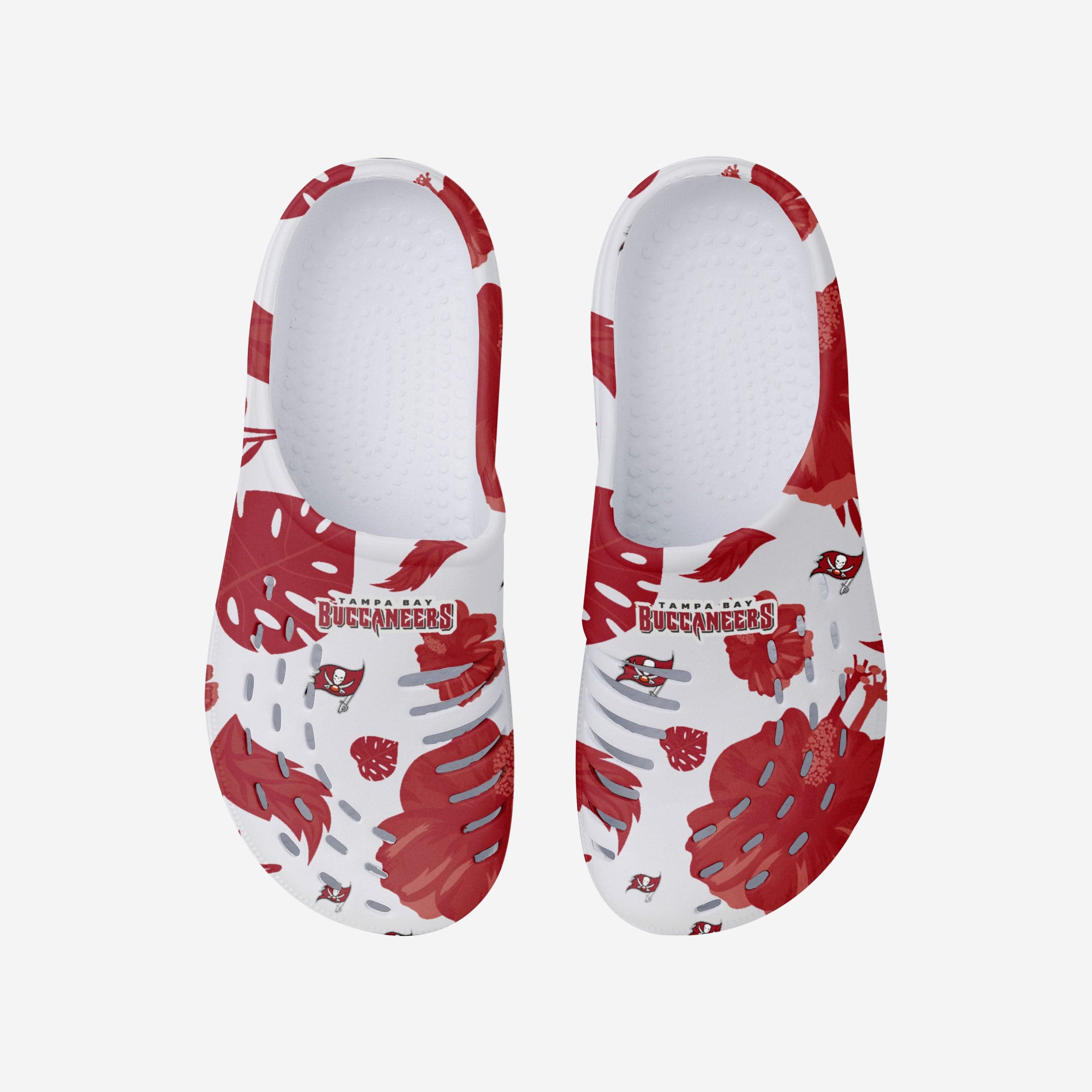 Stylish Tampa Bay Buccaneers Women's Floral White Clogs - Show Your Team Spirit!