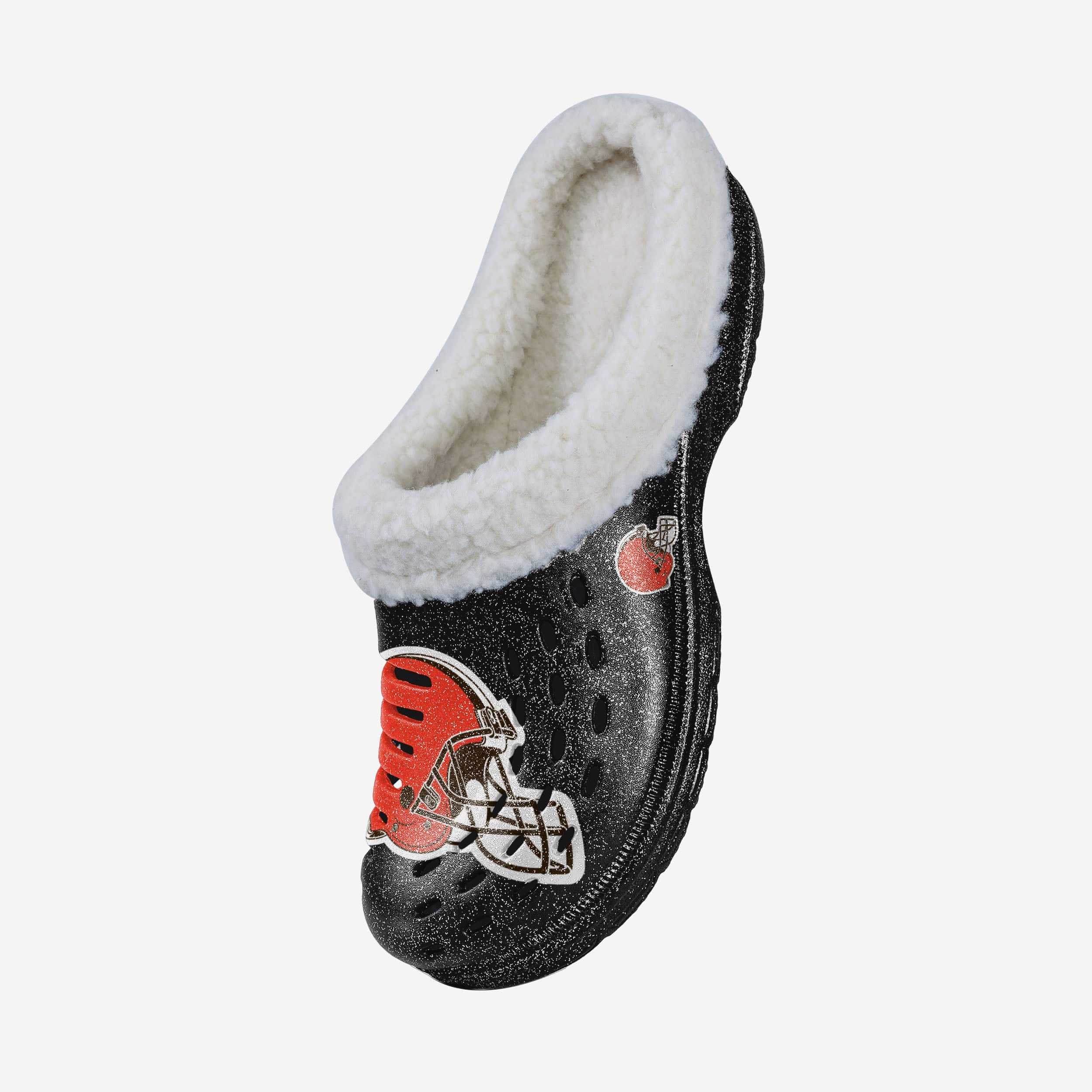 Sparkling Cleveland Browns Women's Sherpa-Lined Glitter Clogs