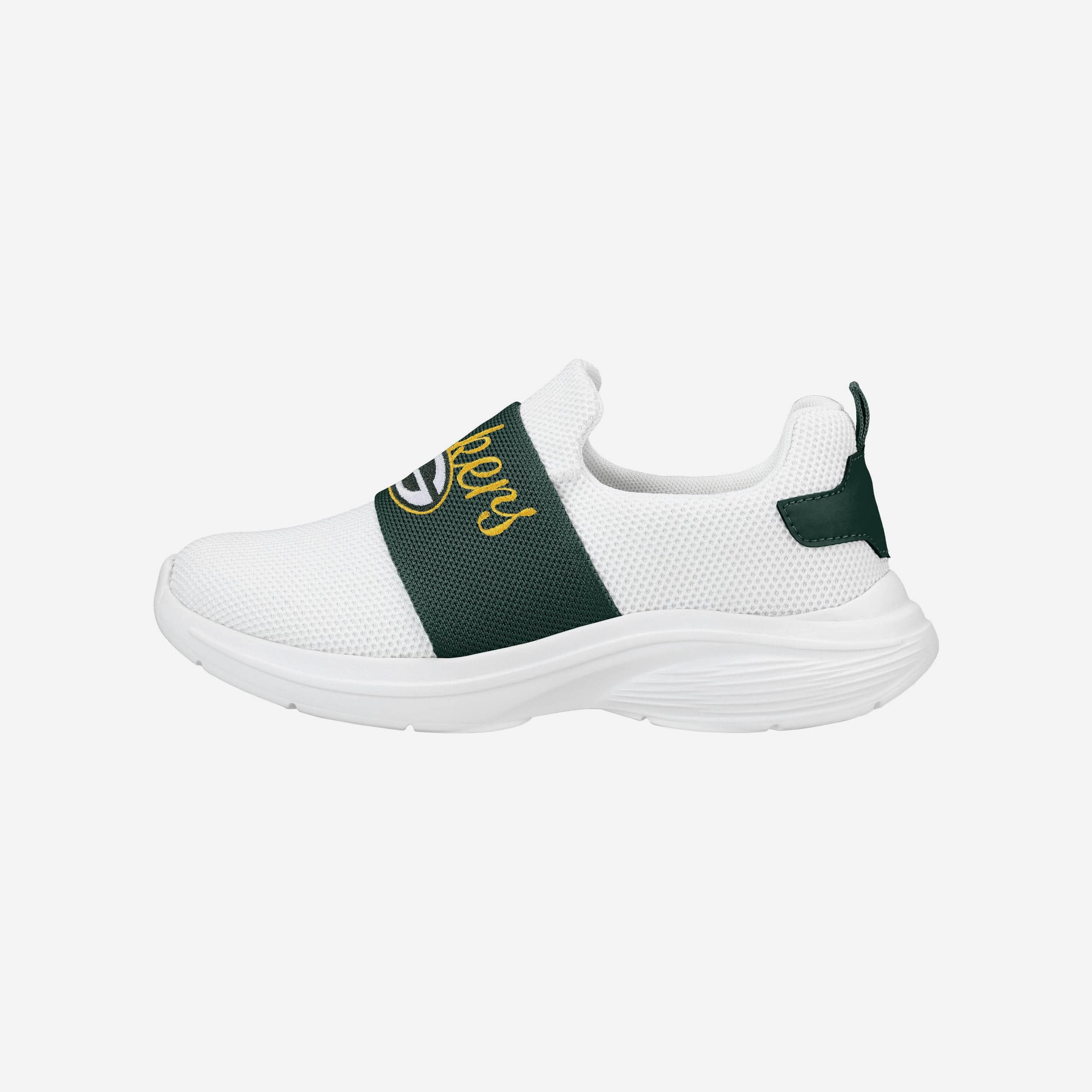 Green Bay Packers Women's Stylish White Slip-On Sneakers