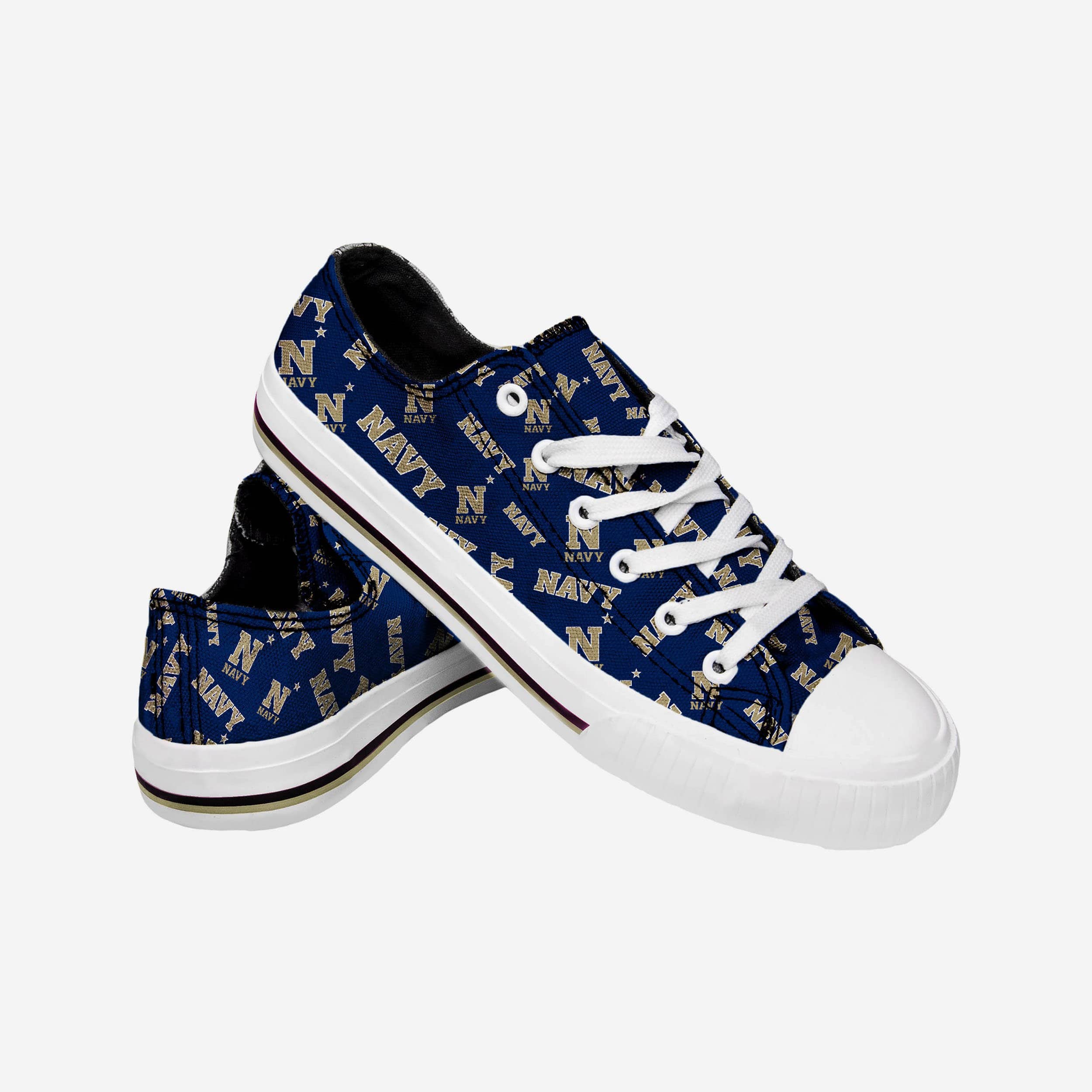 Navy Midshipmen Women's Low-Top Repeating Print Canvas Shoes - Show Your Fan Spirit!