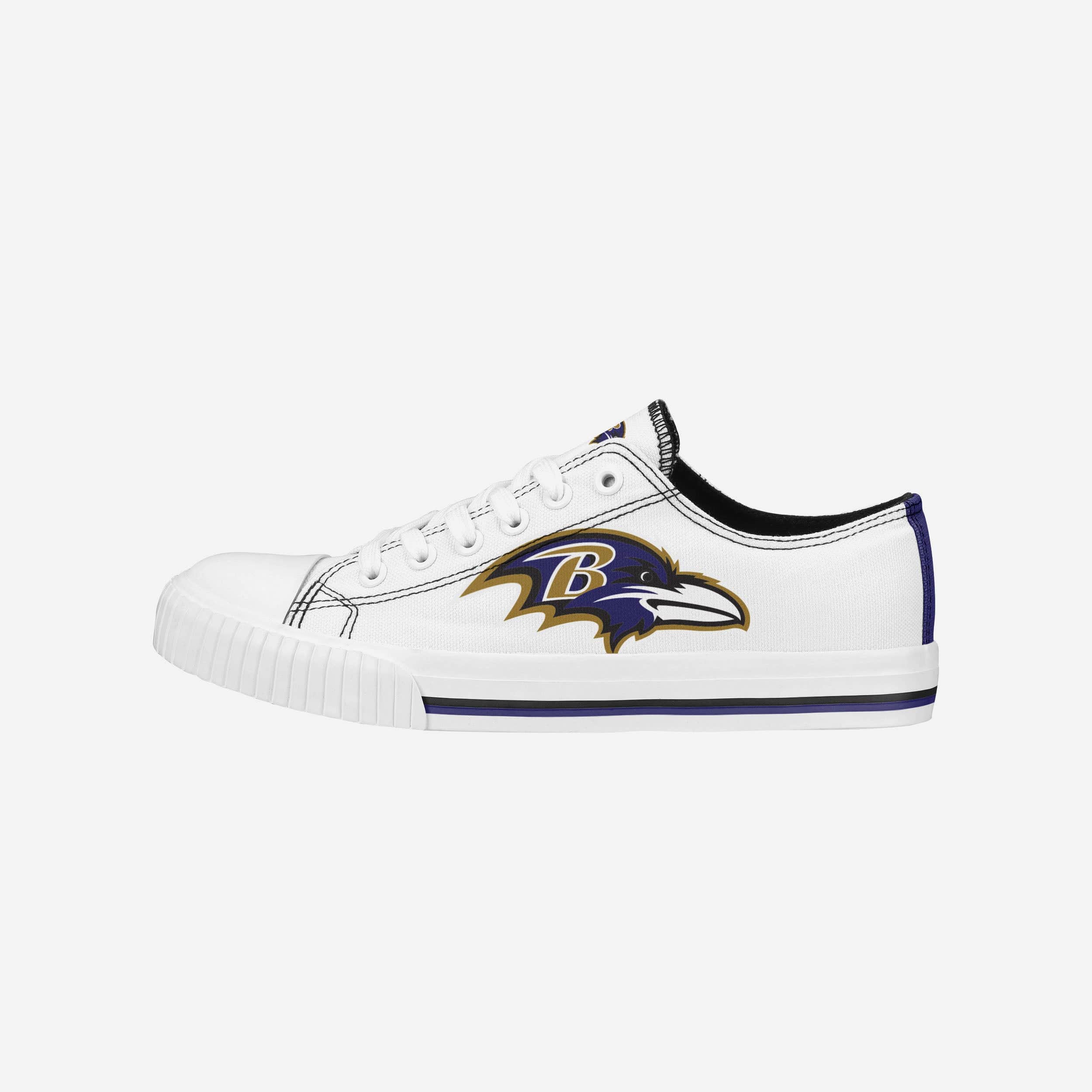 Baltimore Ravens Women's Stylish Big Logo Low Top White Canvas Shoes
