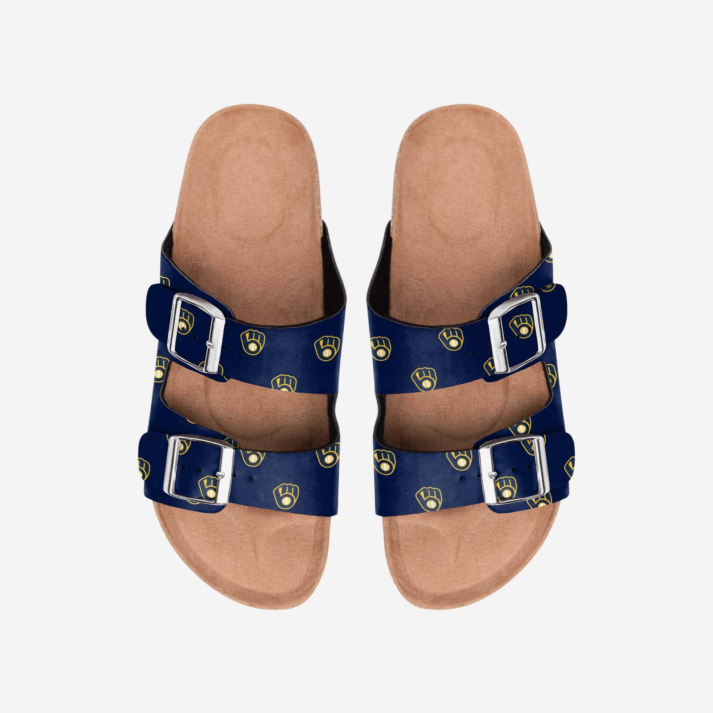 Milwaukee Brewers Women's Stylish Team Logo Double Buckle Sandals