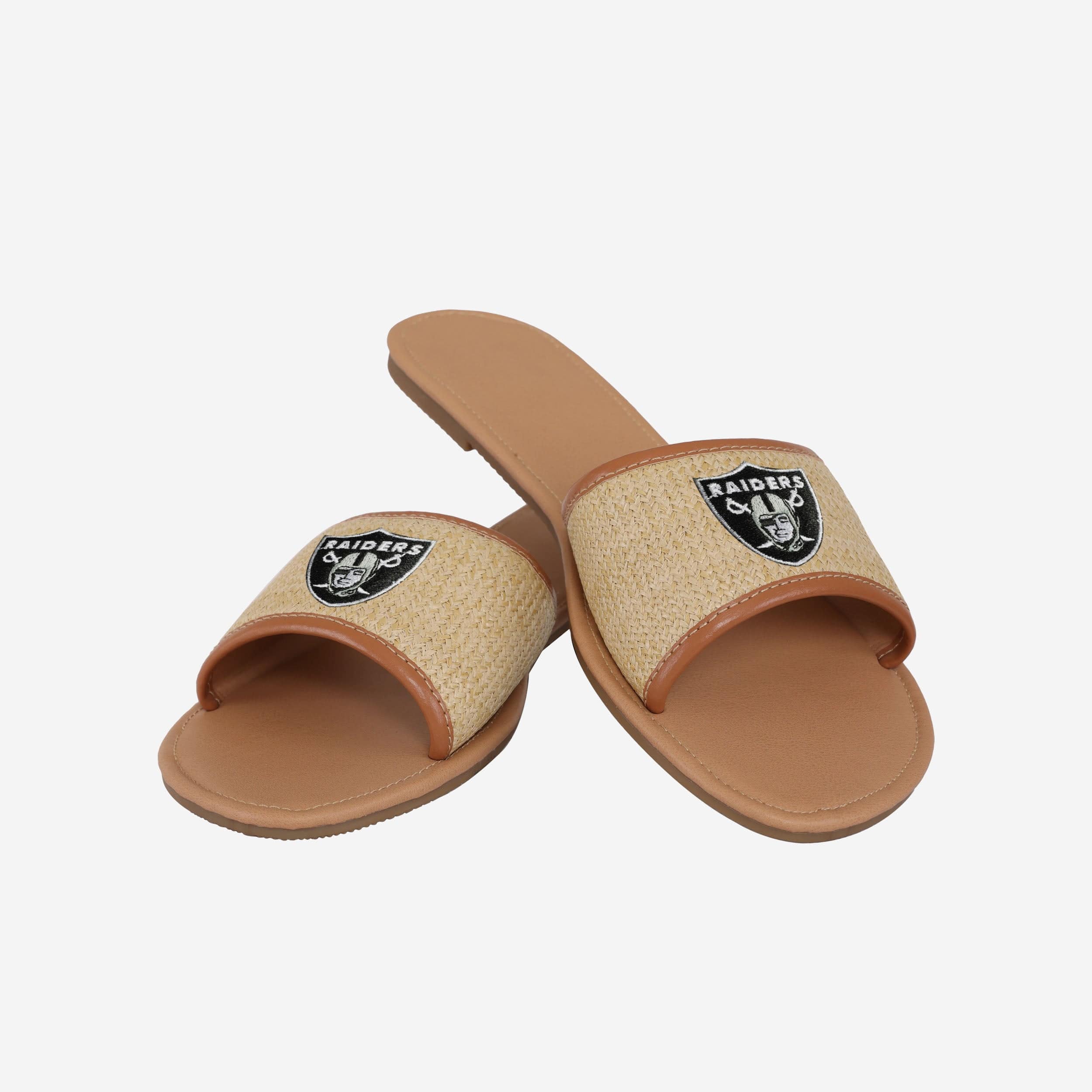 Hot Las Vegas Raiders Women's Straw Slides for Sun Fun