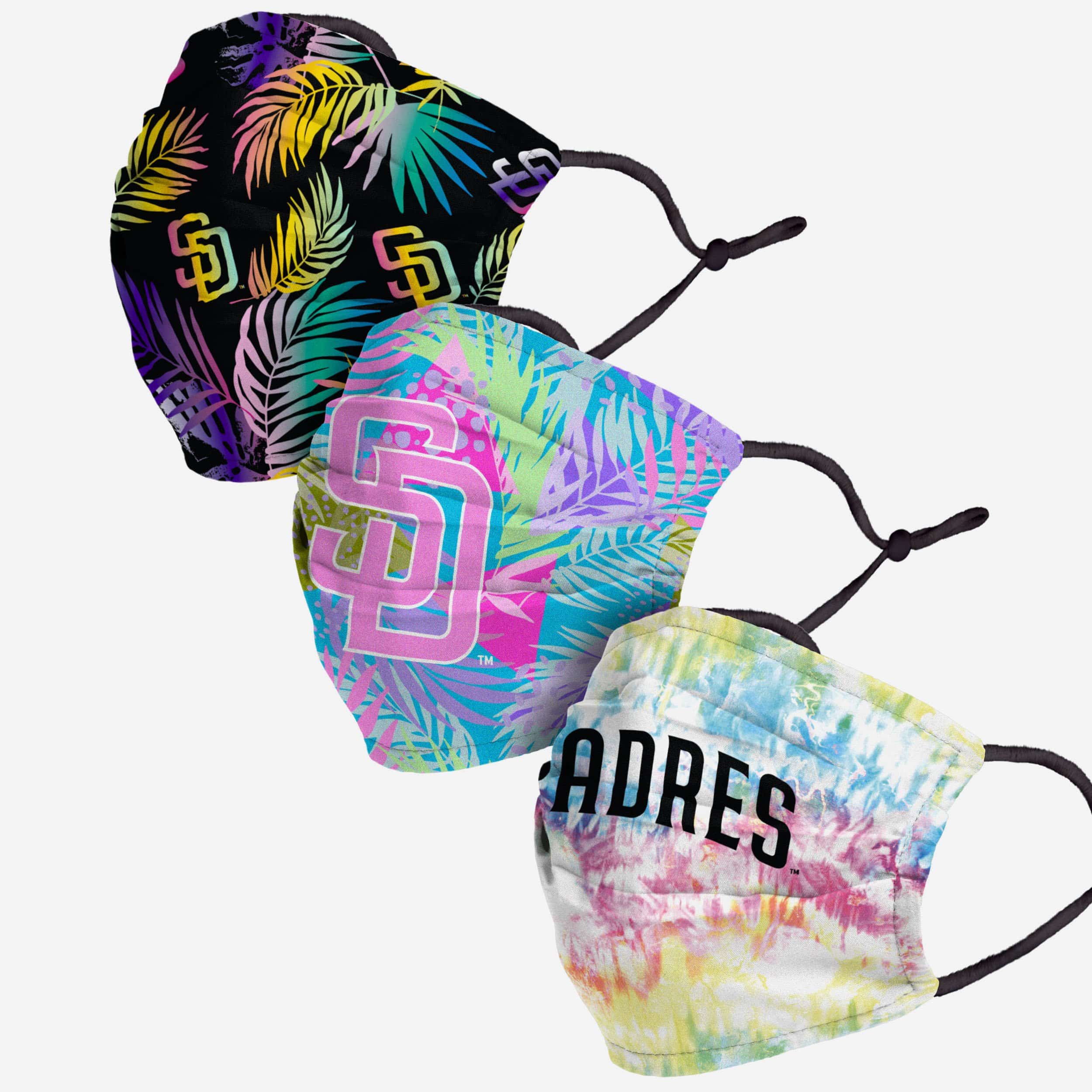 San Diego Padres Neon Floral 3-Pack Face Covers - Stylish Team Spirit!