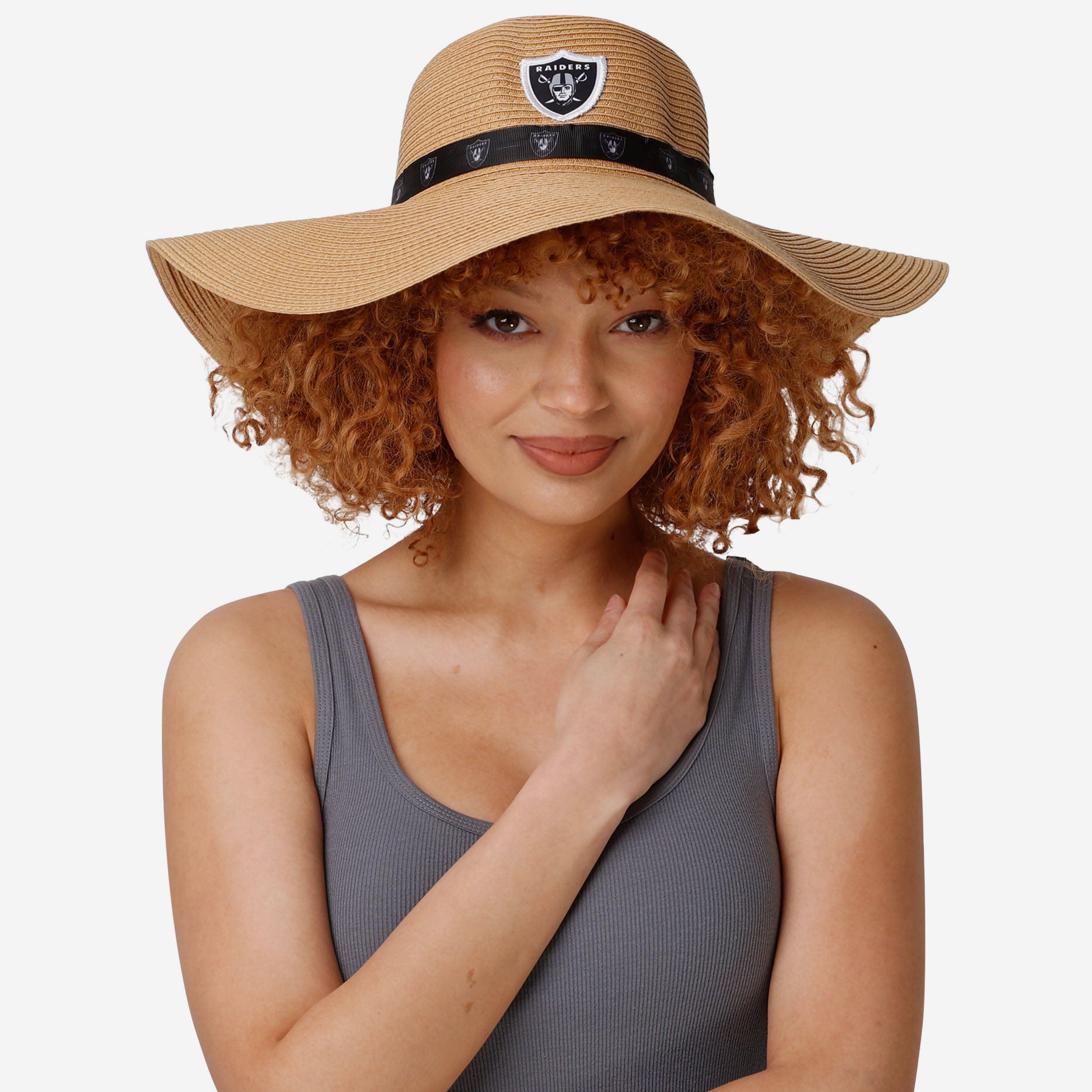 Las Vegas Raiders Women's Beach Straw Hat with Wordmark - Perfect for Summer!