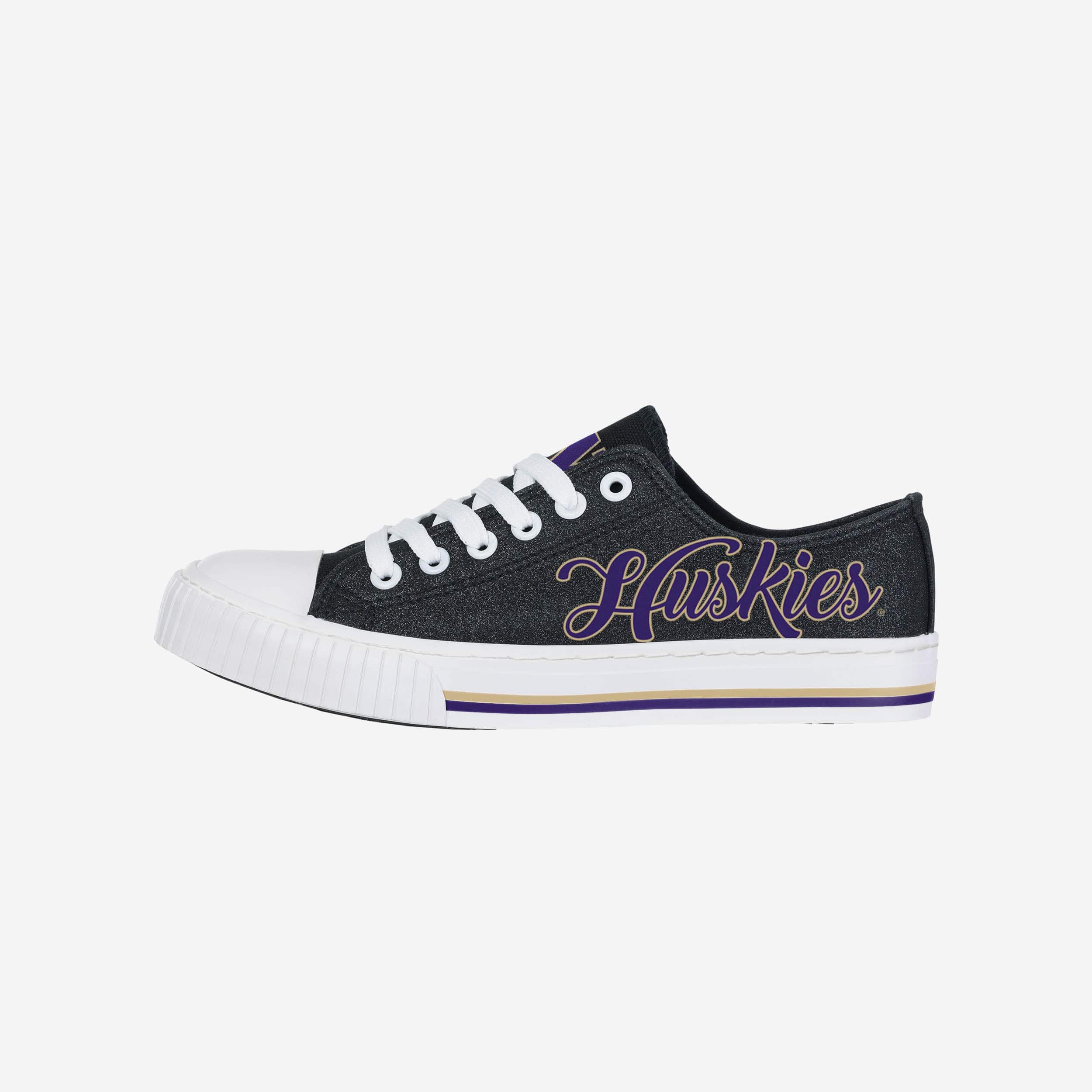 Washington Huskies Women's Sparkling Color Glitter Low-Top Canvas Shoes