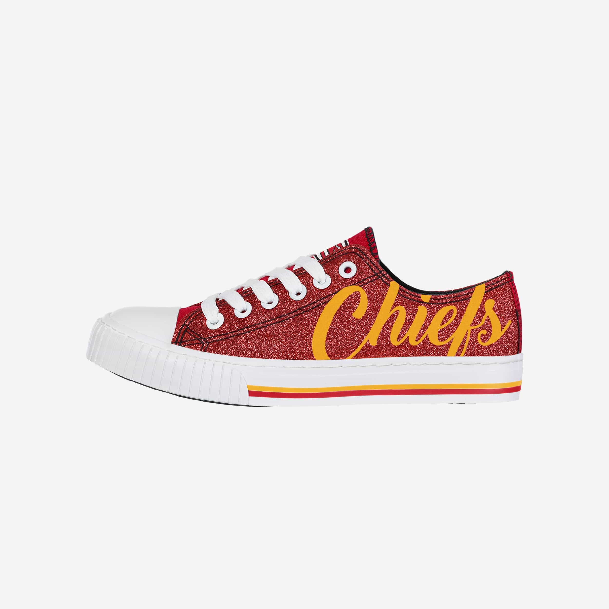 Sparkling Kansas City Chiefs Women's Low-Top Glitter Canvas Shoes