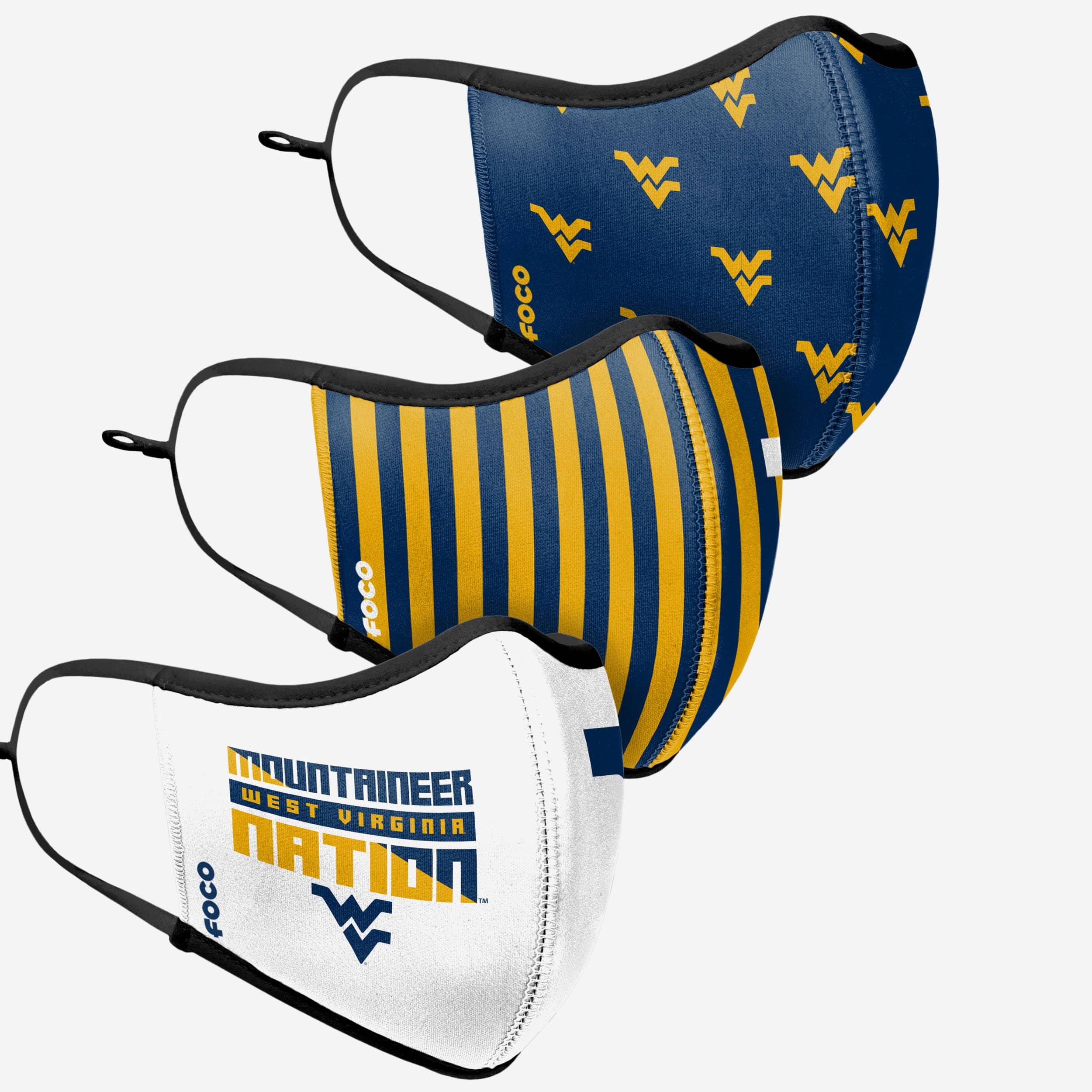 West Virginia Mountaineers Thematic Sport Face Cover 3-Pack - Show Your Team Spirit!