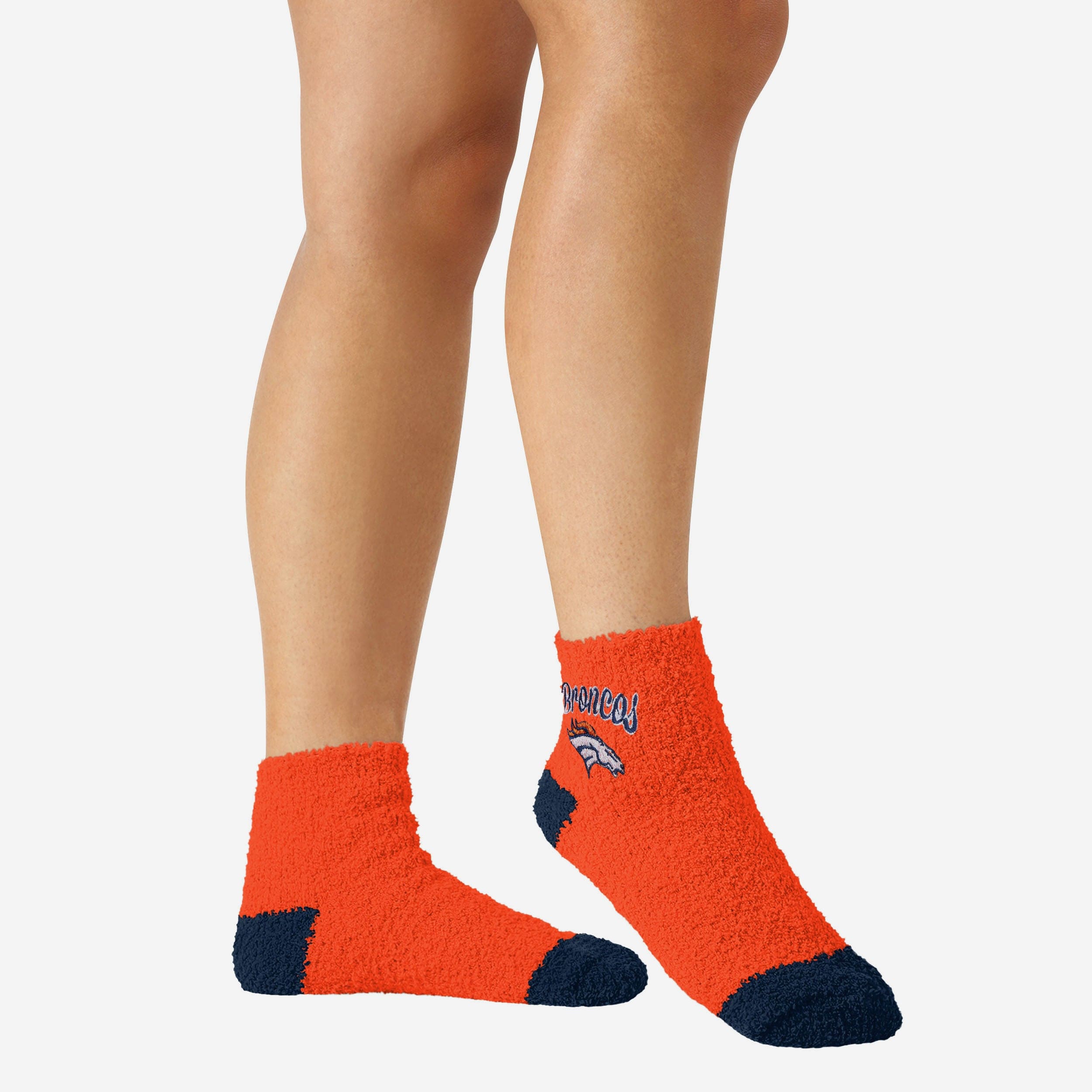 Denver Broncos Women's 2-Pack Fuzzy Script Logo Ankle Socks - Double the Team Spirit!