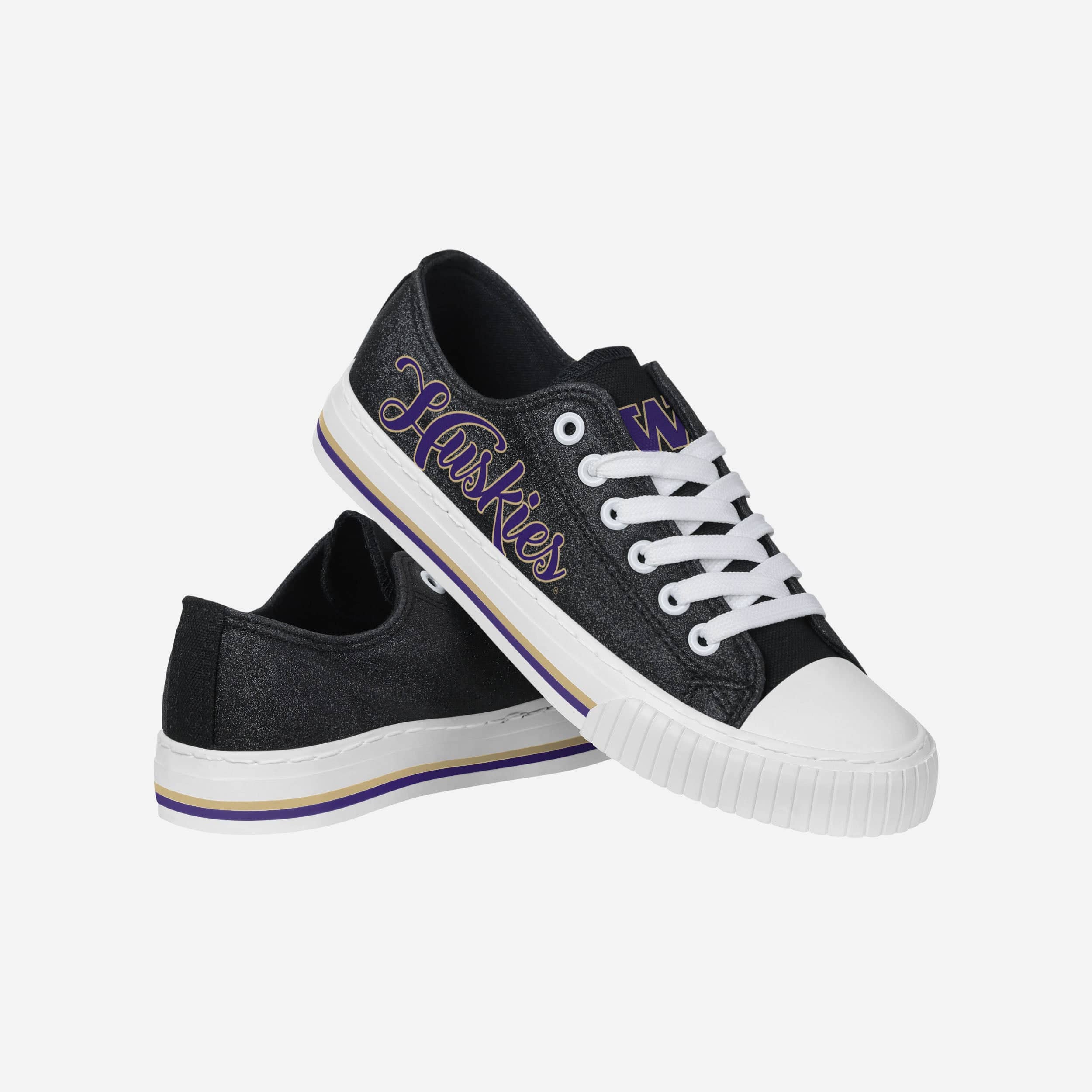 Washington Huskies Women's Sparkling Color Glitter Low-Top Canvas Shoes