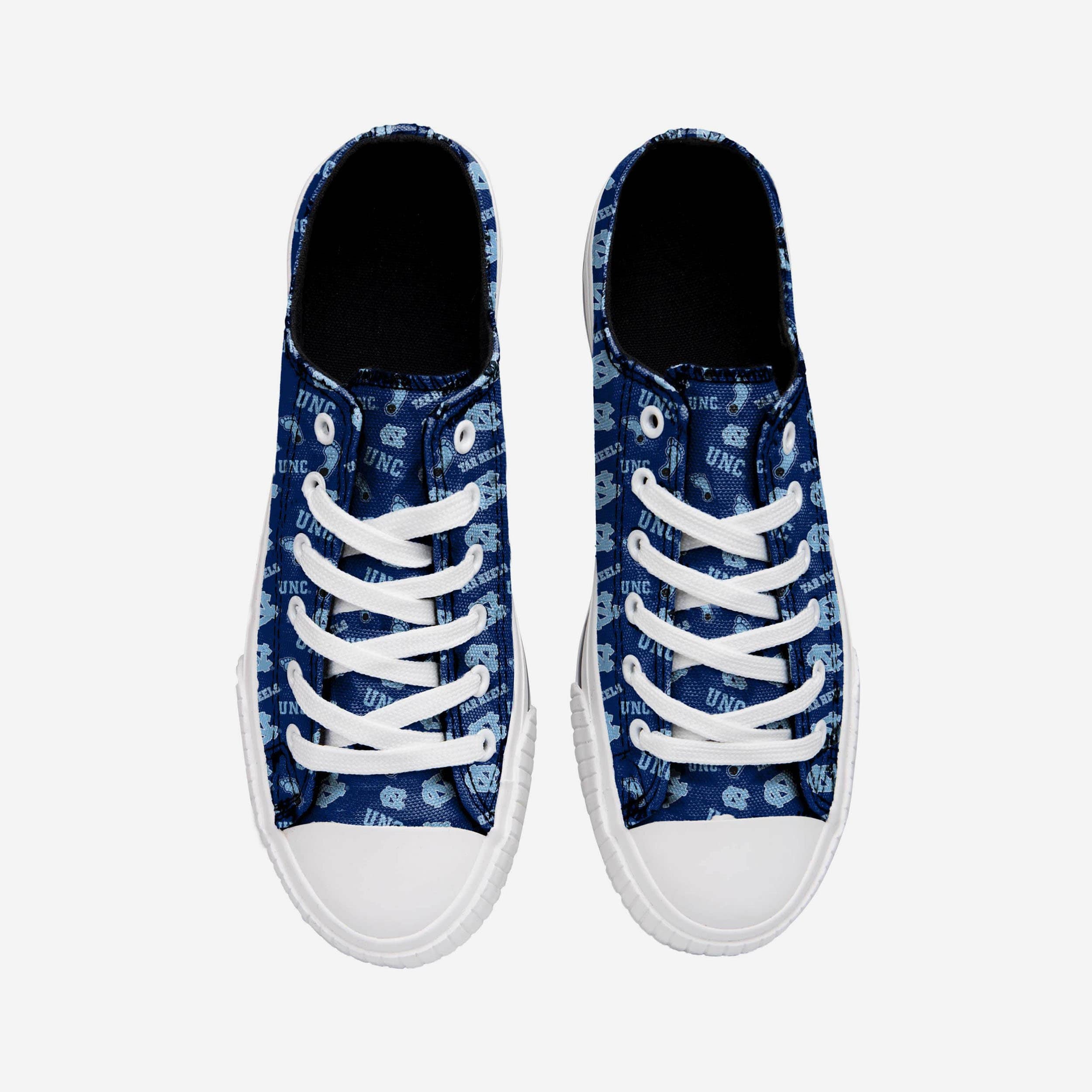 North Carolina Tar Heels Women's Stylish Low Top Repeat Print Canvas Shoes