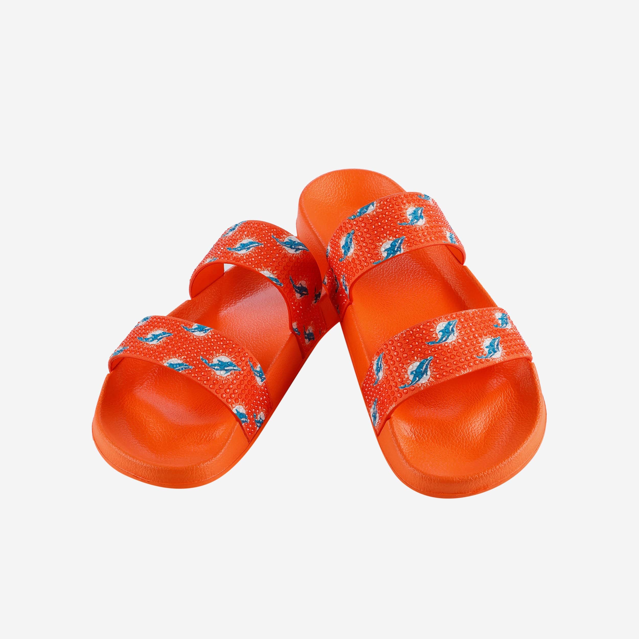 Glamorous Miami Dolphins Women's Double Strap Shimmer Sandals