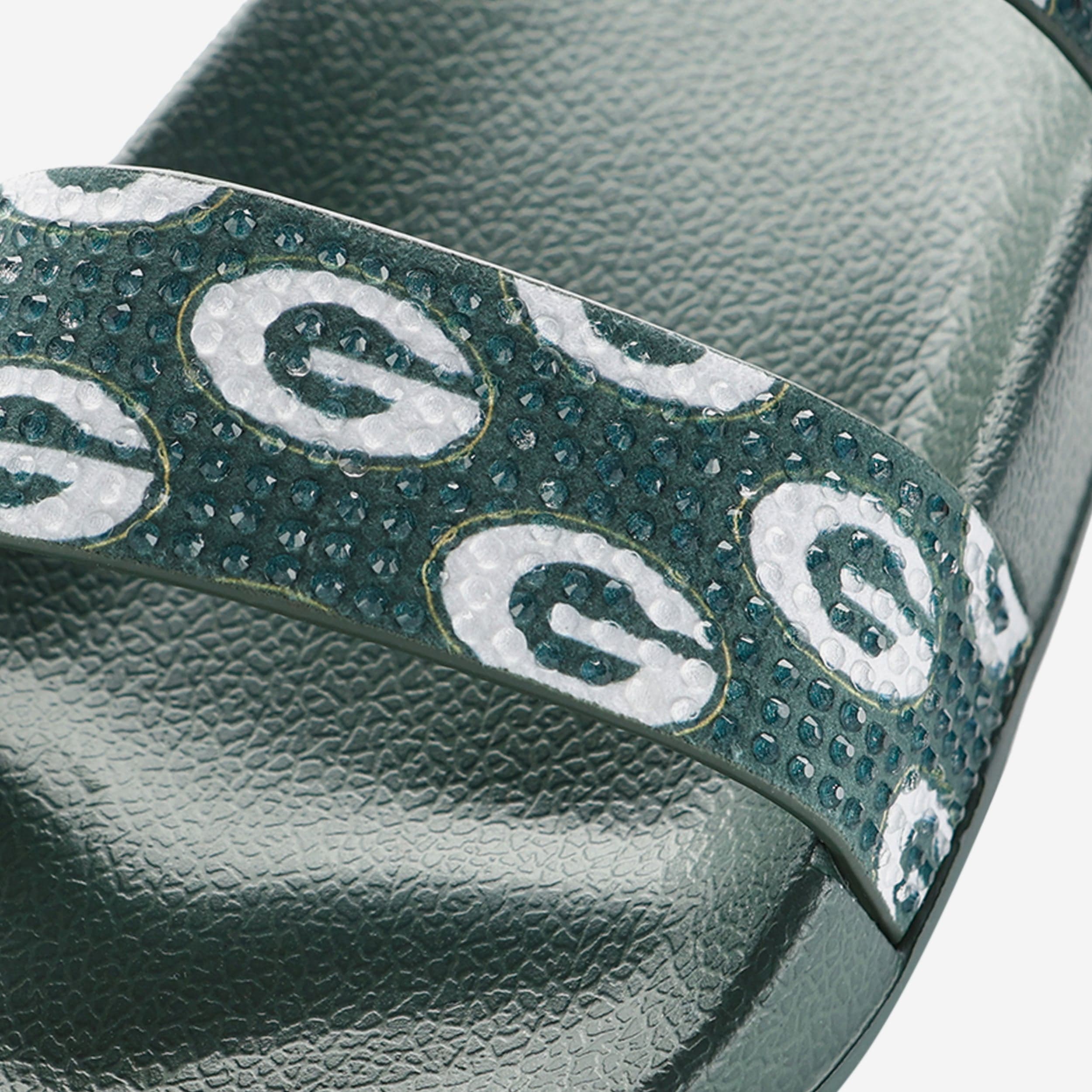Glamorous Green Bay Packers Women's Double Strap Shimmer Sandals