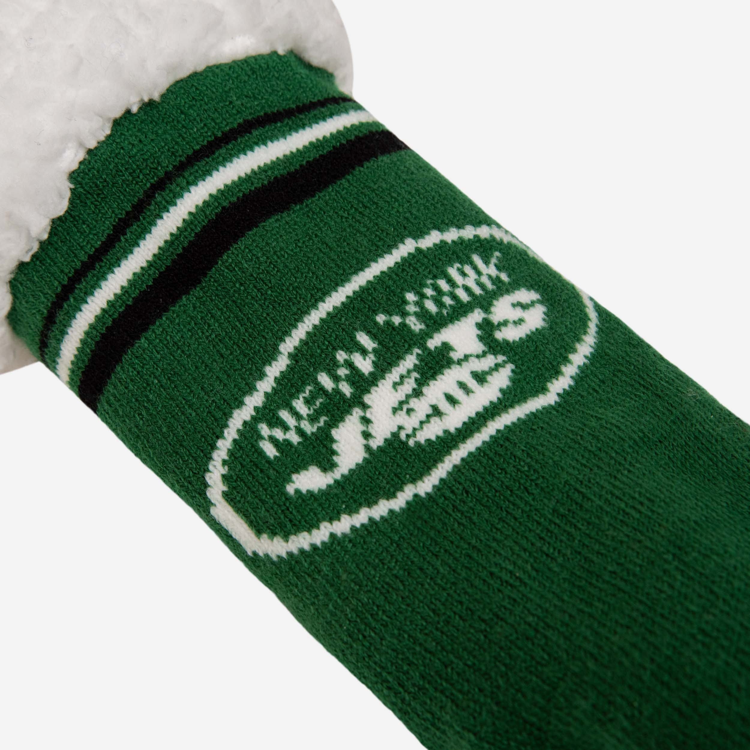 New York Jets Women's Stylish Stripe Logo Tall Footy Slipper Socks