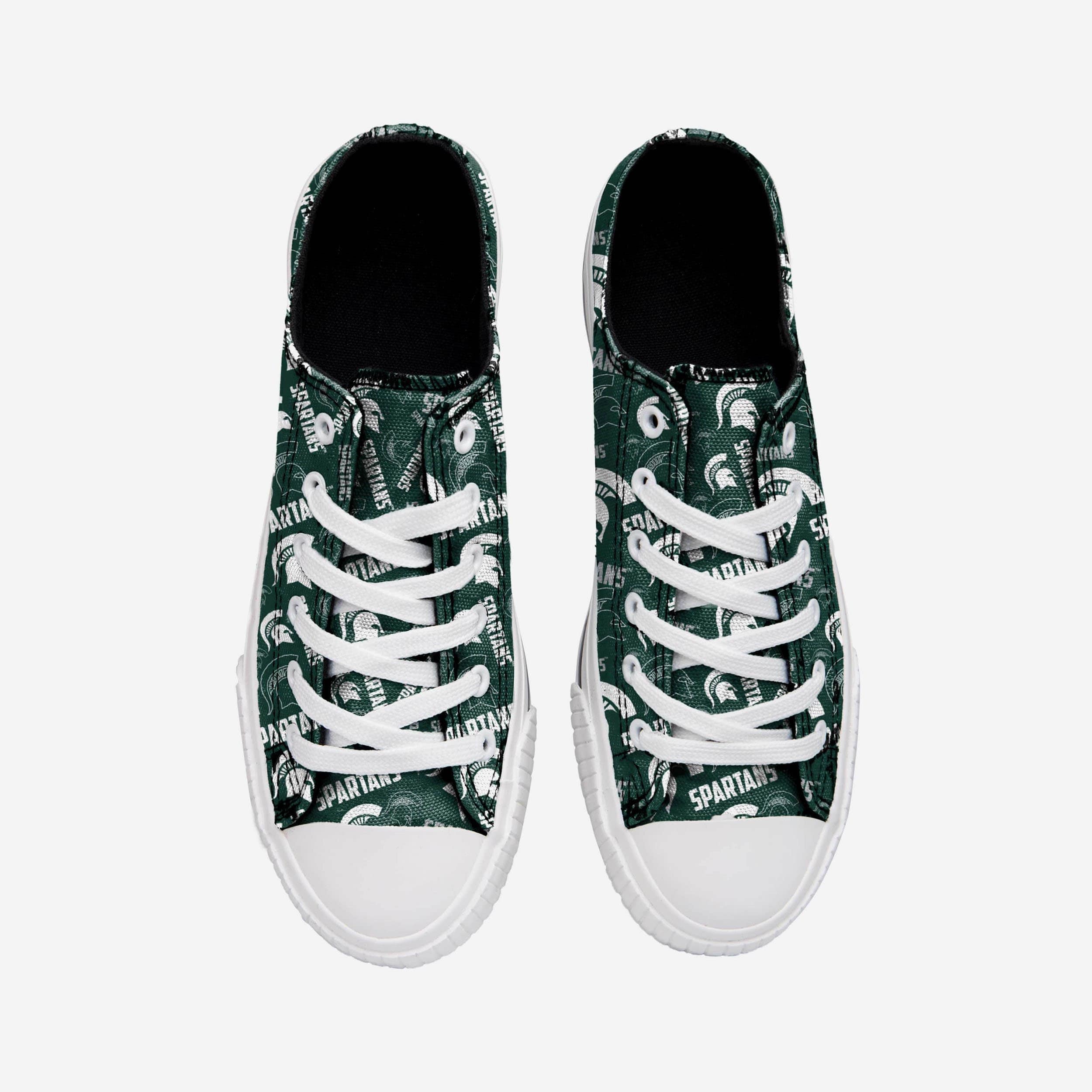 Michigan State Spartans Women's Stylish Low-Top Repeat Print Canvas Shoes