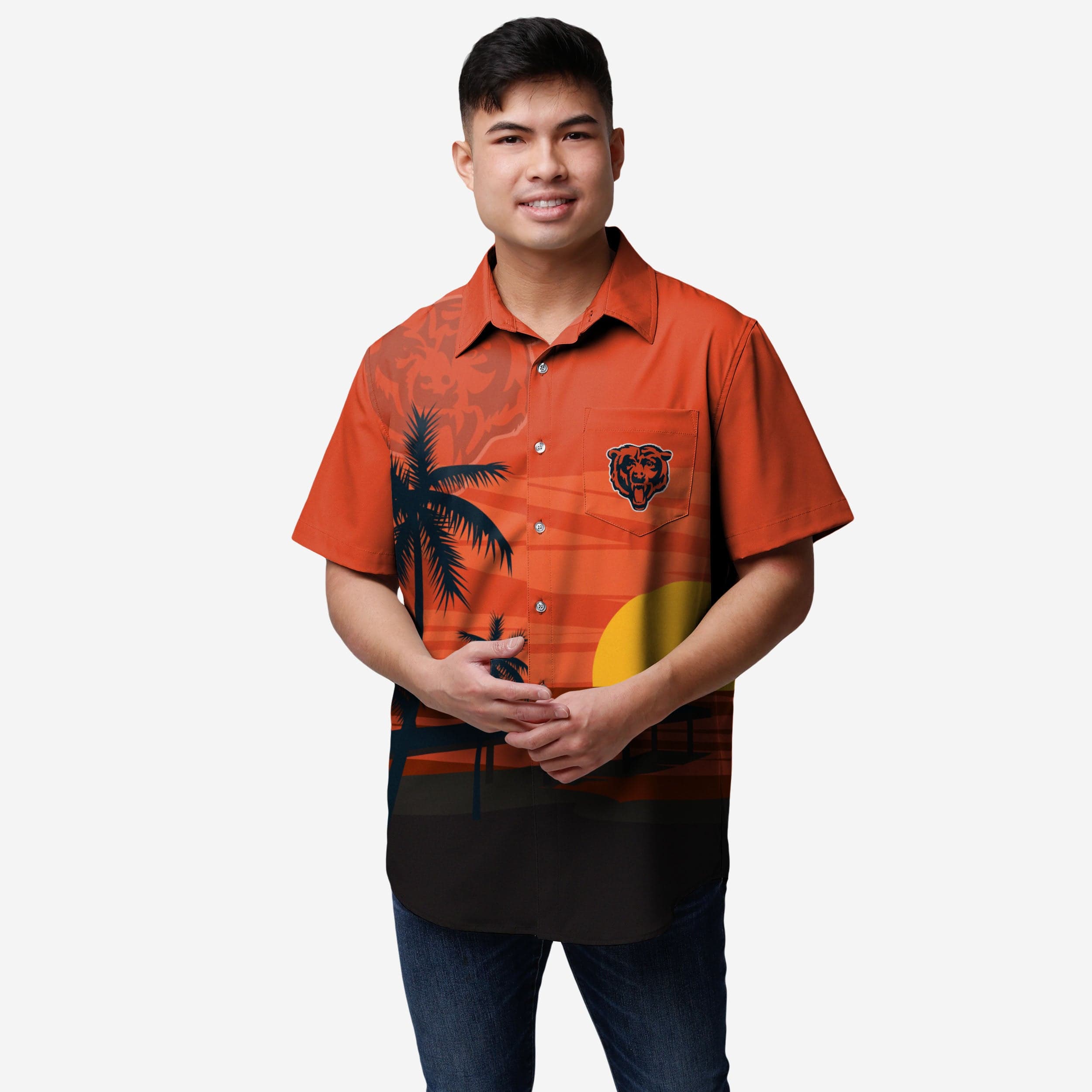 Chicago Bears Tropical Sunset Button Up Shirt
