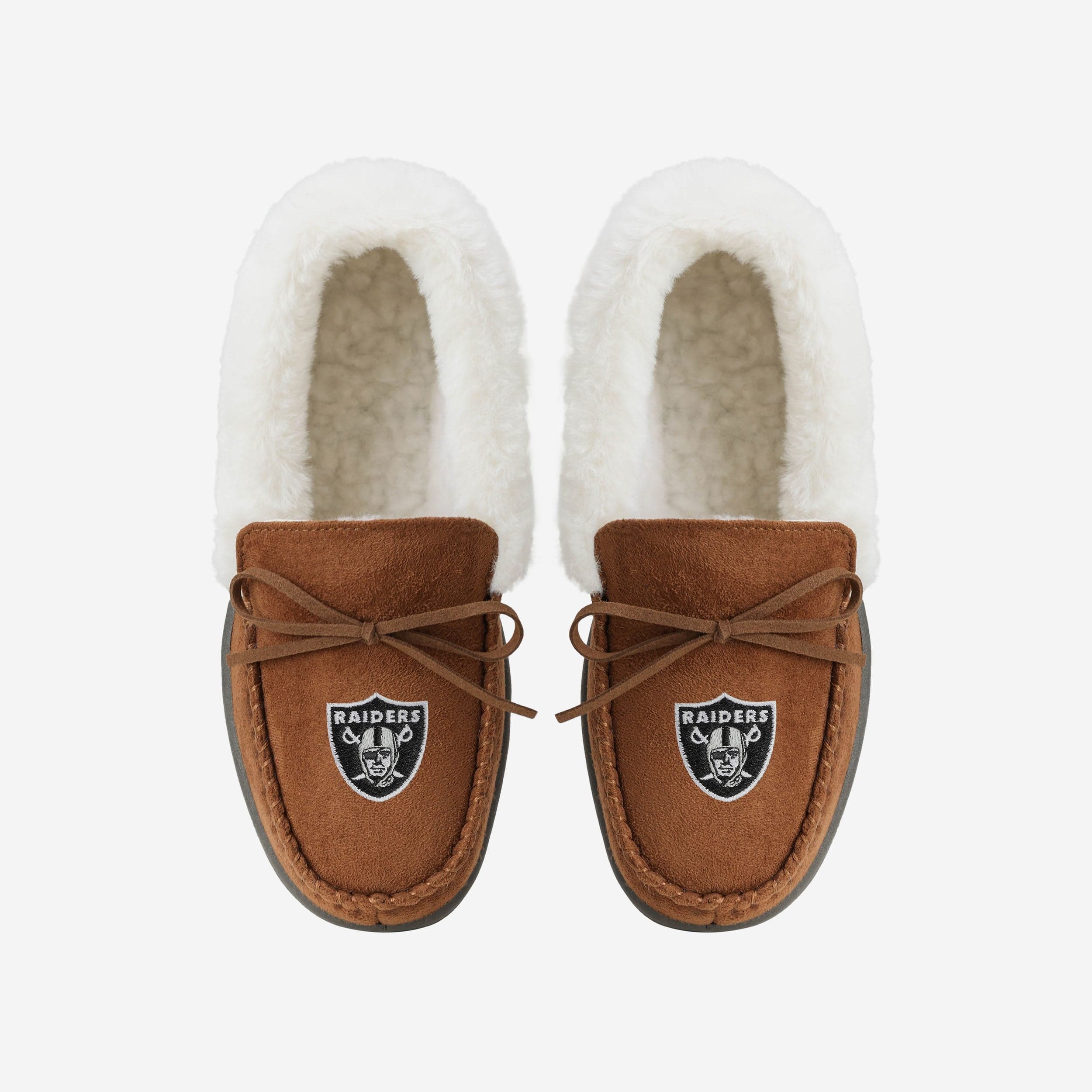 Get Game - Day Cozy: Las Vegas Raiders Women's Tan Moccasin Slippers