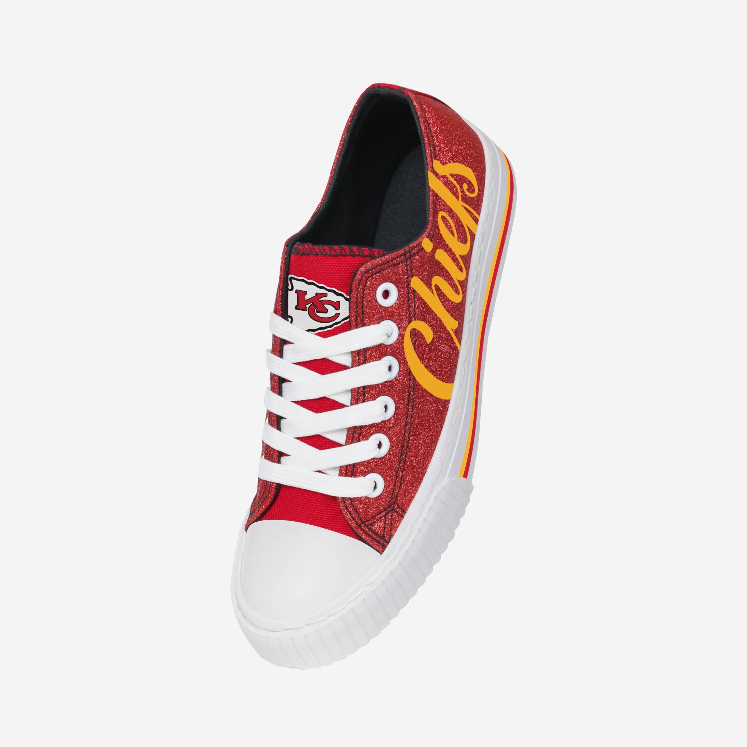 Sparkling Kansas City Chiefs Women's Low-Top Glitter Canvas Shoes