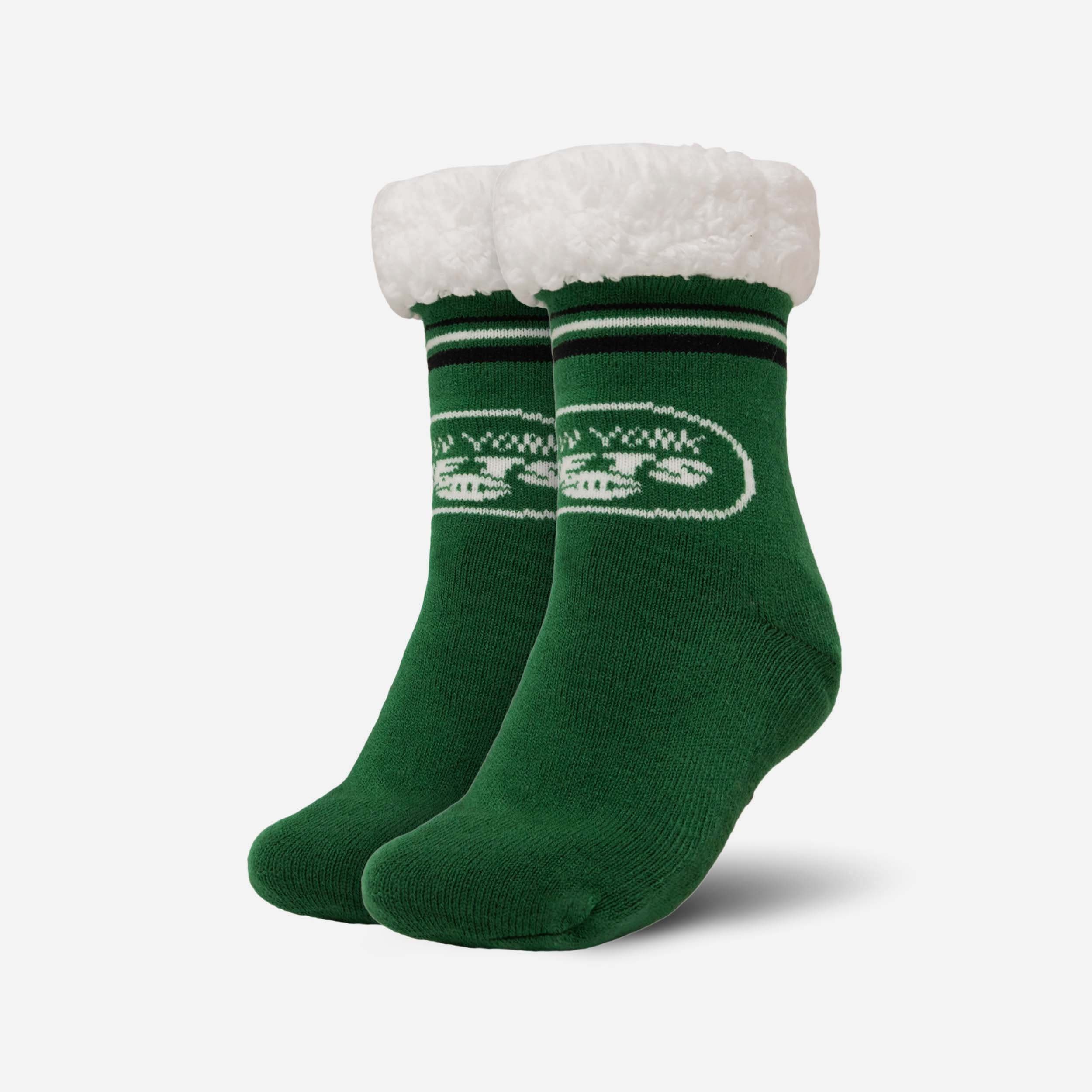 New York Jets Women's Stylish Stripe Logo Tall Footy Slipper Socks