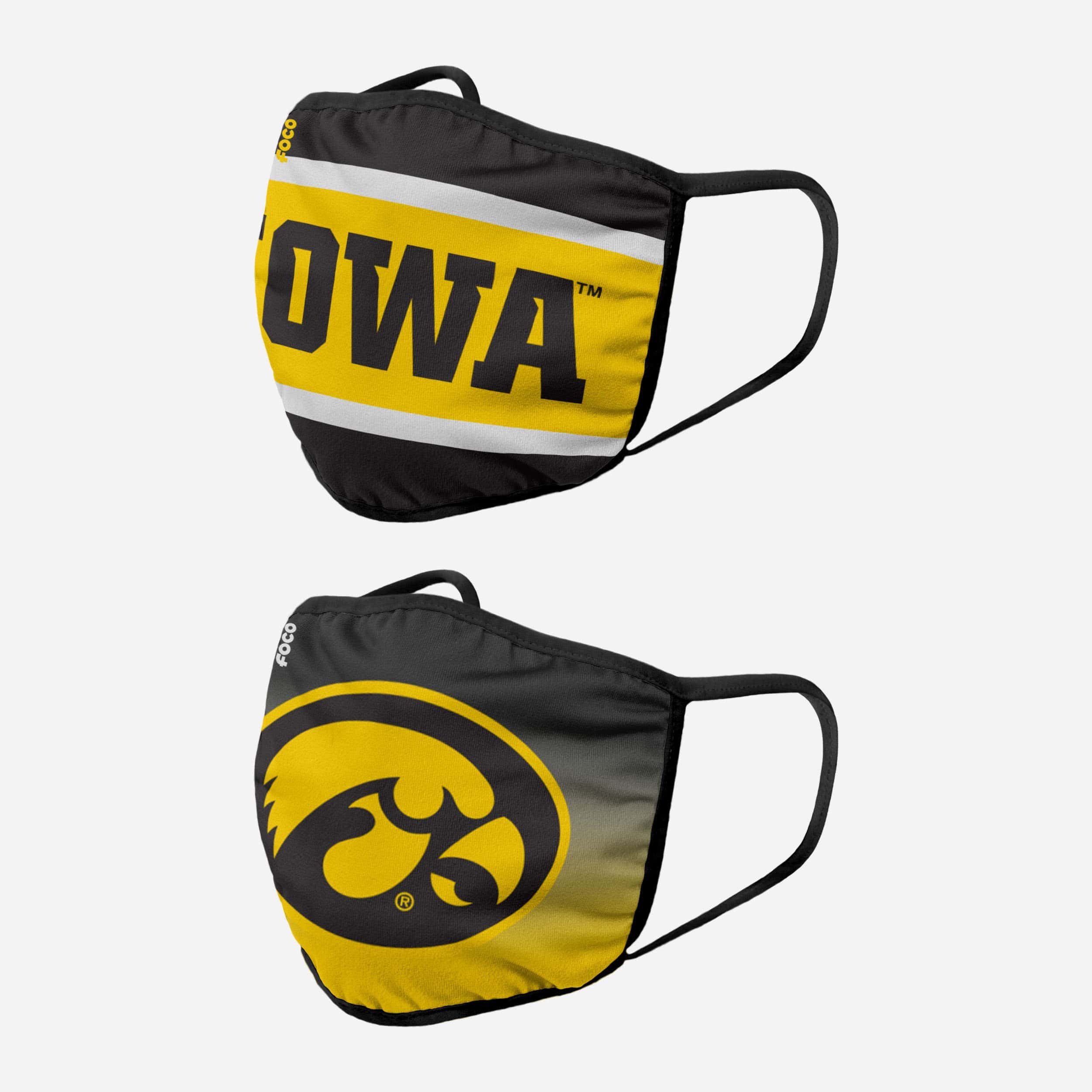 Iowa Hawkeyes Printed 2-Pack Fashion Face Cover - Show Your Team Spirit!