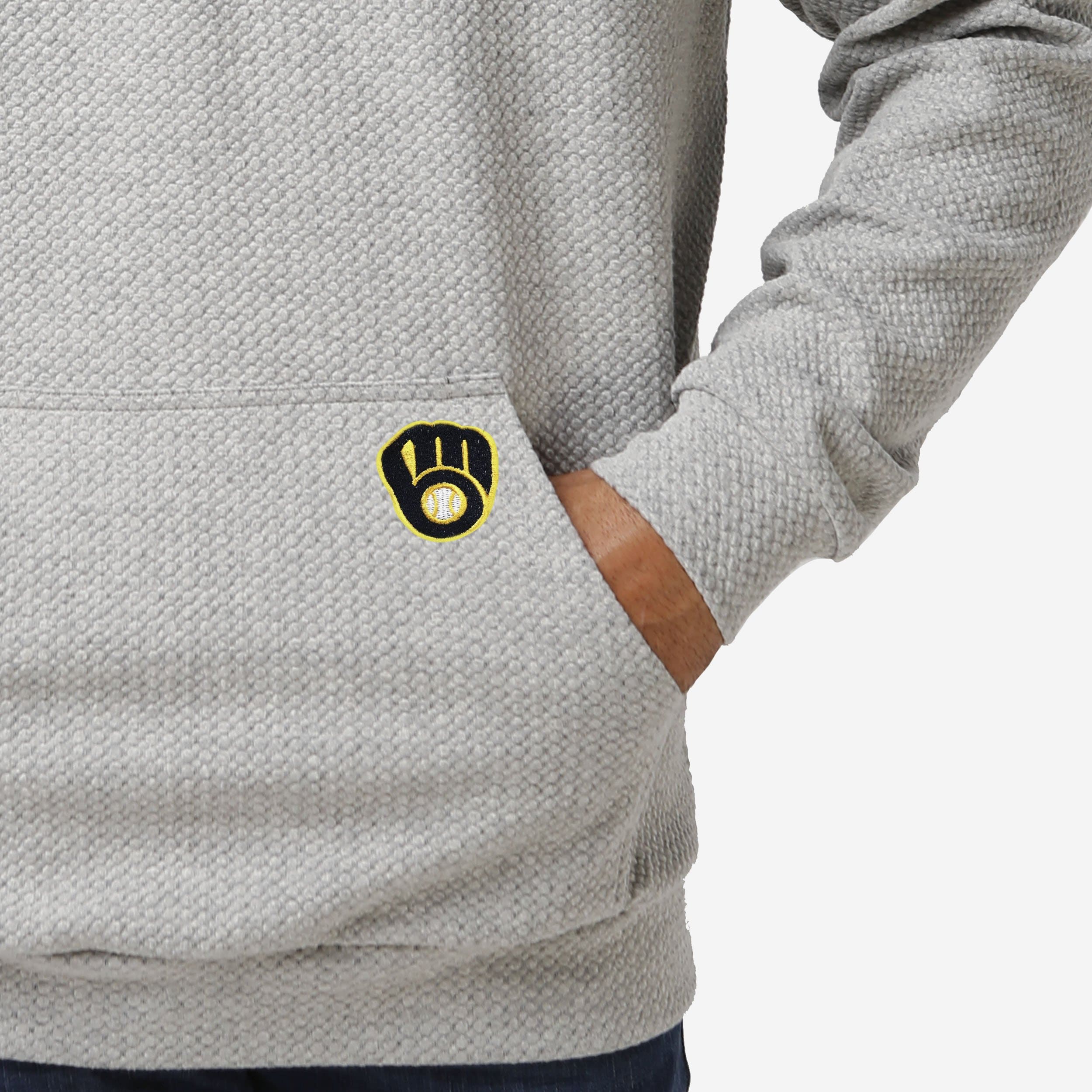 Milwaukee Brewers Stylish Gray Woven Hoodie - Show Your Team Spirit!