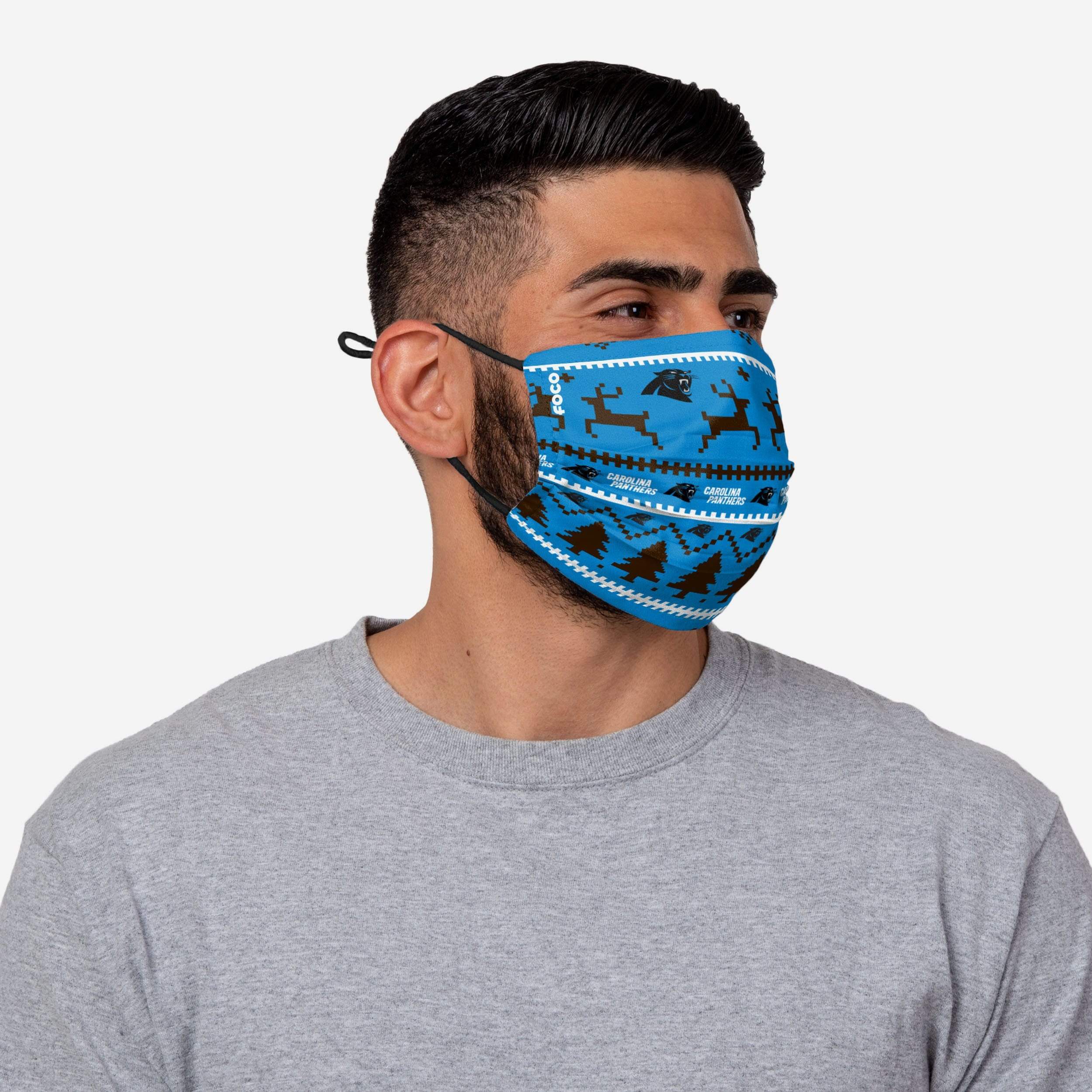 Carolina Panthers Wordmark Holiday Adjustable Face Cover - Show Your Team Spirit!