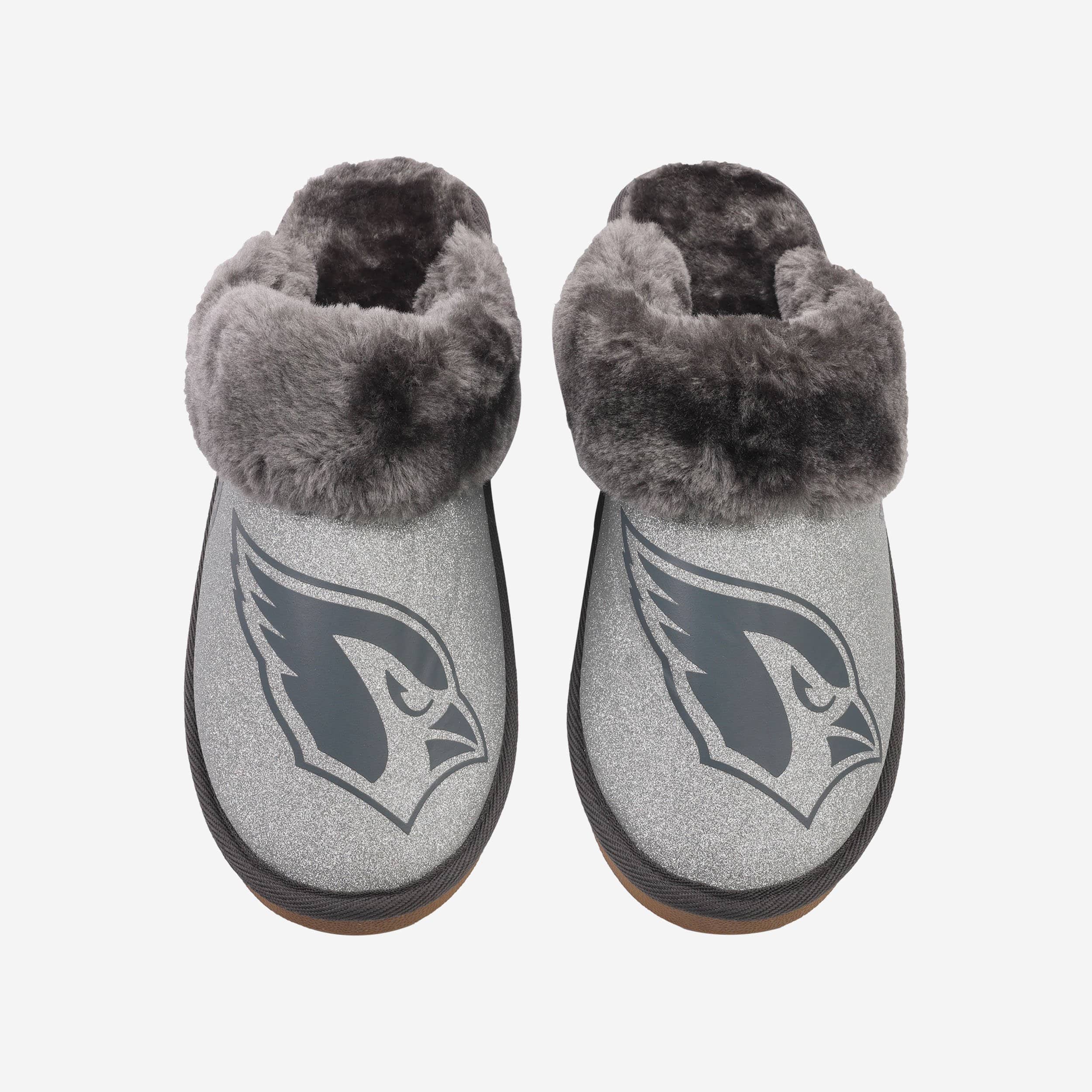 Sparkling Arizona Cardinals Women's Open-Back Fur Moccasin Slippers