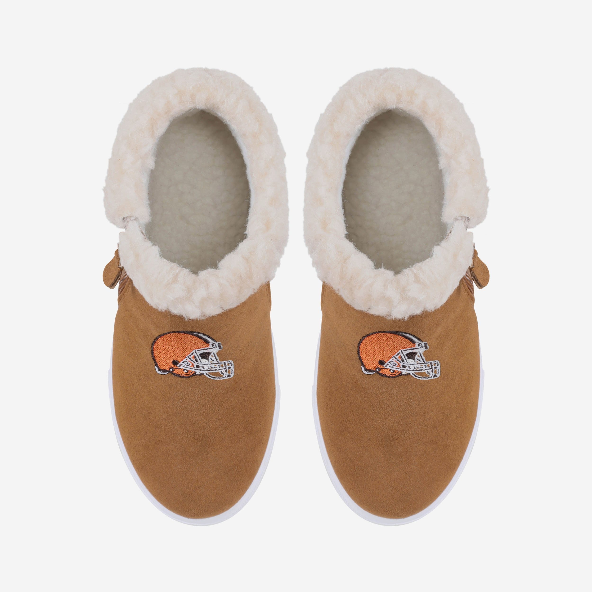 Cleveland Browns Women's Fuzzy Fashion Zipper Boots