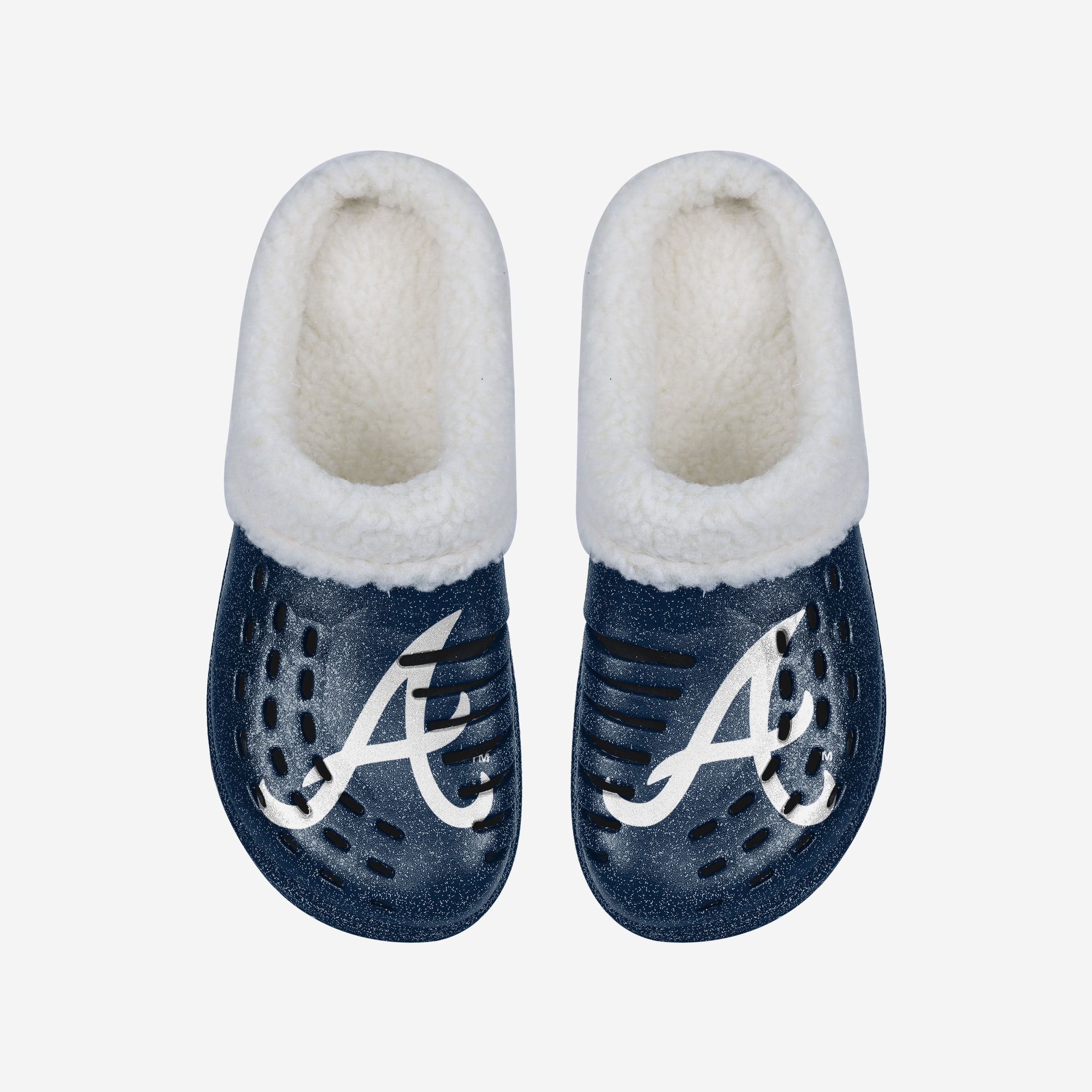 Sparkling Atlanta Braves Women's Sherpa-Lined Glitter Clogs