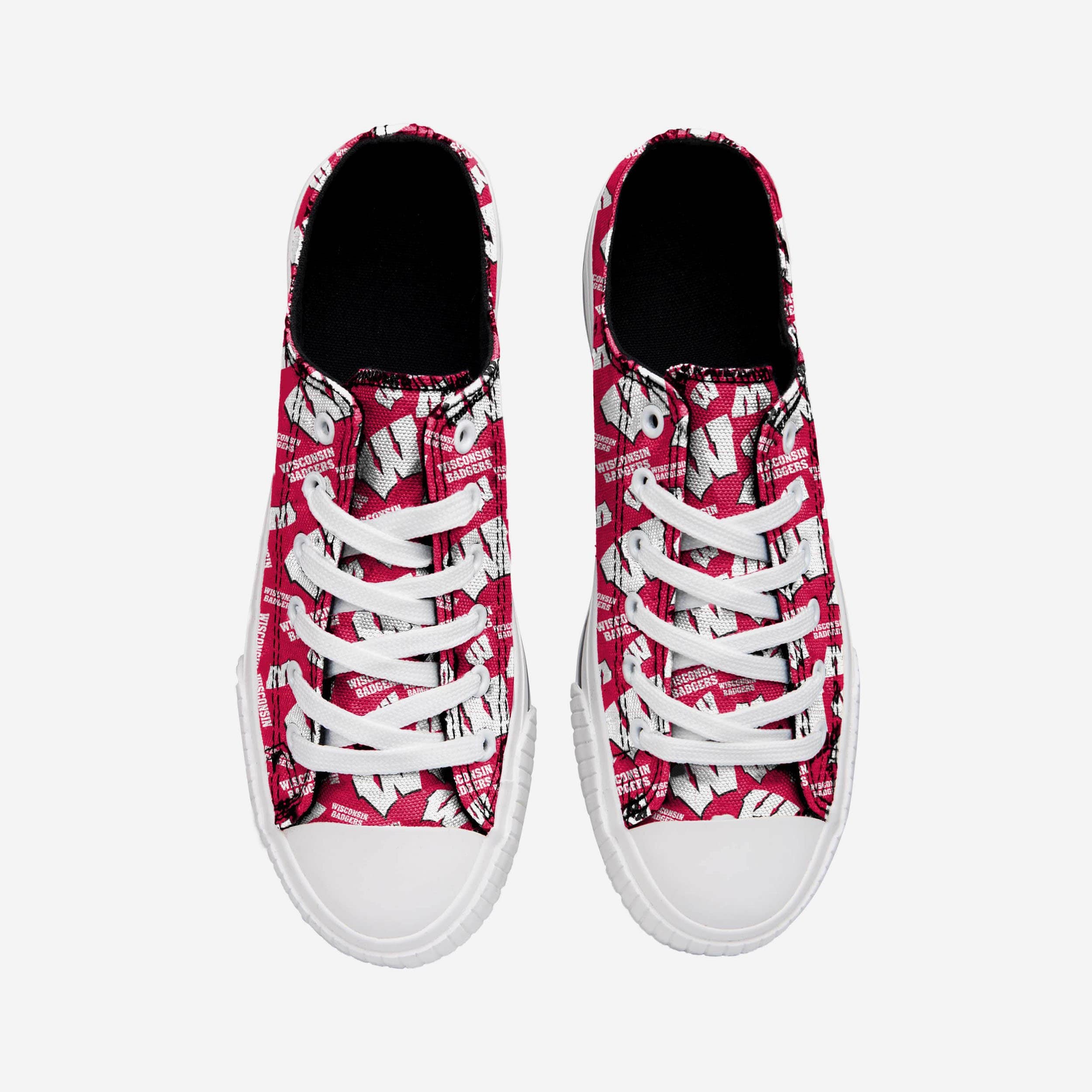 Wisconsin Badgers Women's Stylish Low-Top Repeat Print Canvas Shoes