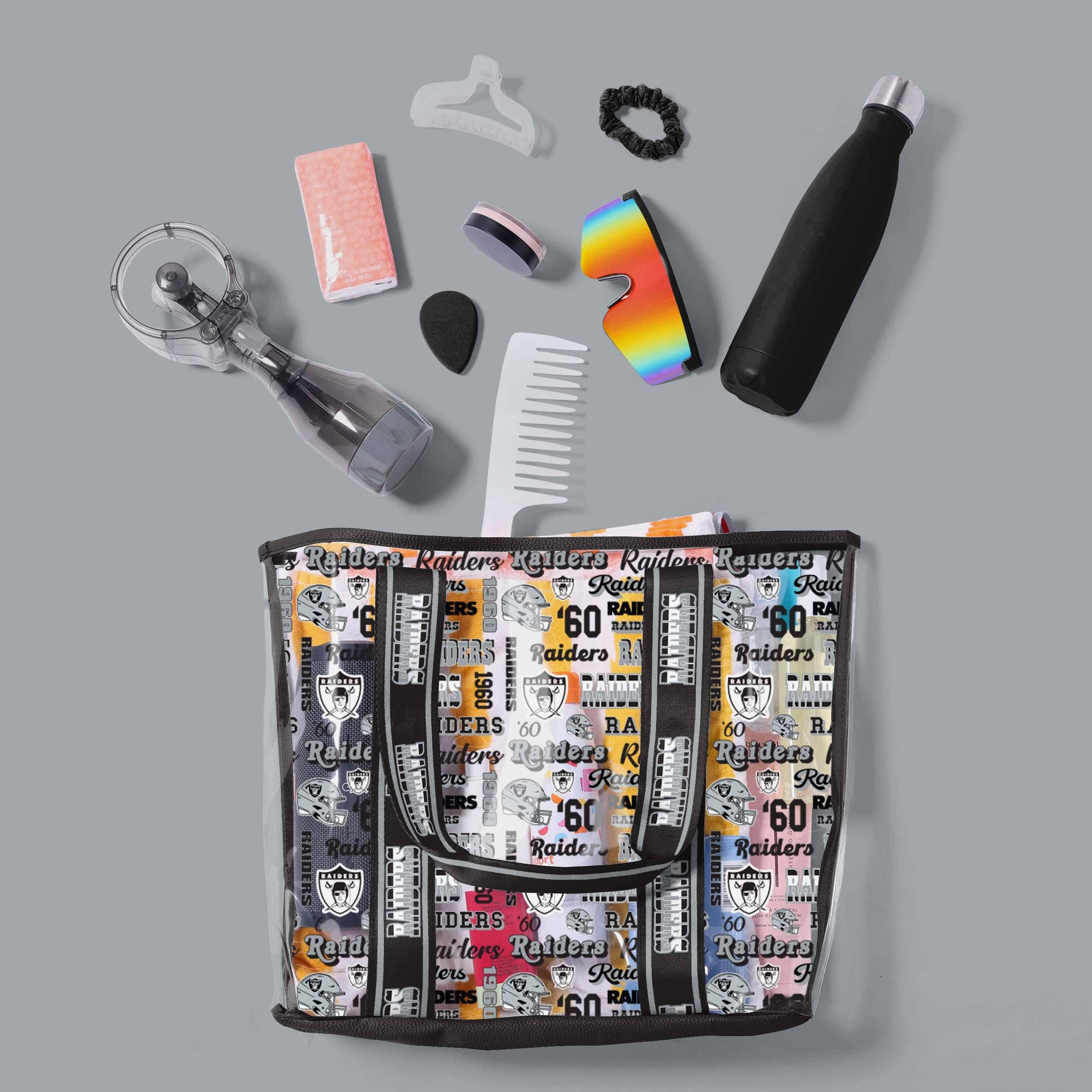 Exciting Las Vegas Raiders Repeat Retro Print Clear Tote Bag