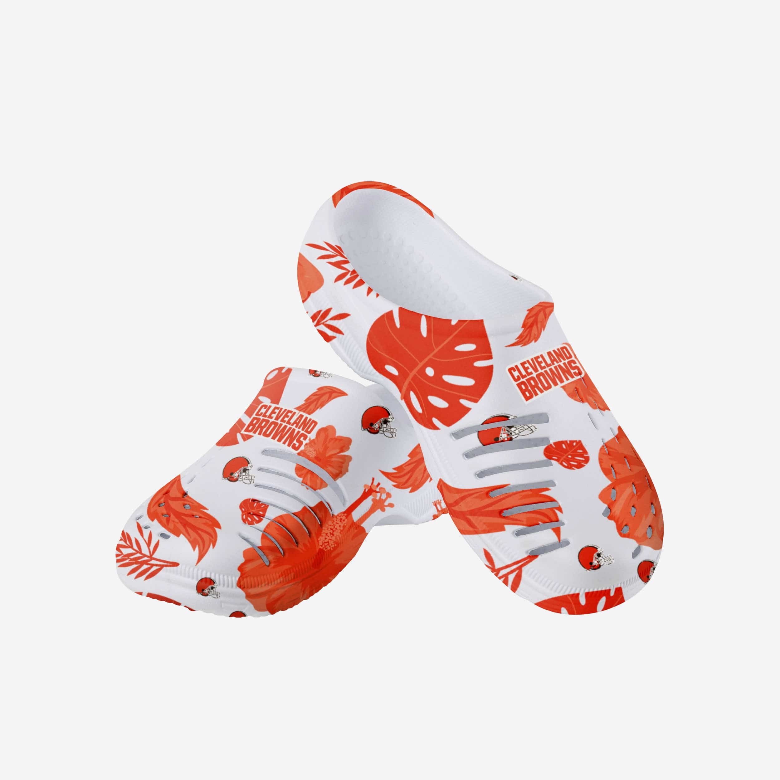 Cleveland Browns Stylish Women's Floral White Clogs