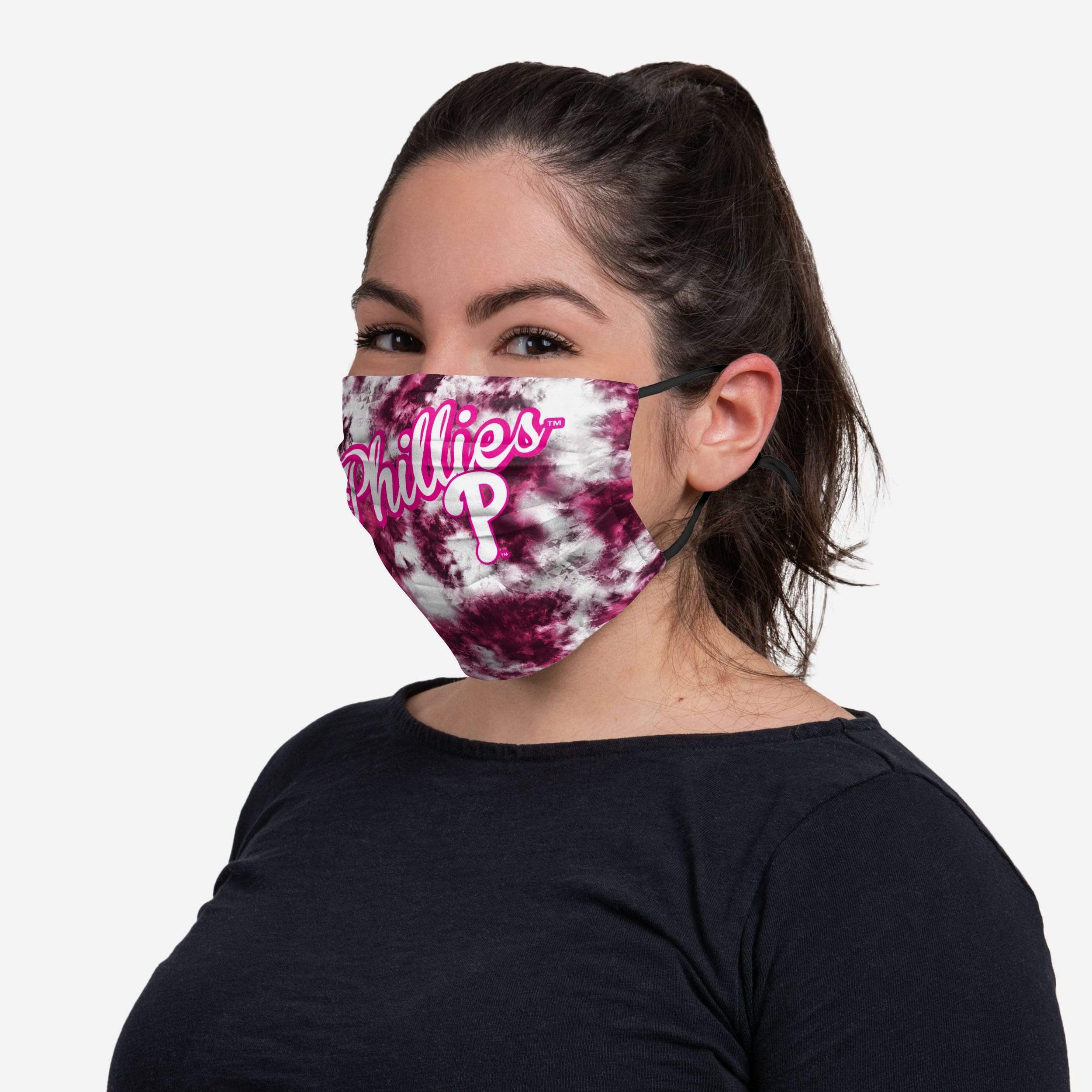 Get Your Philadelphia Phillies Pink Tie - Dye Adjustable Face Cover Now!