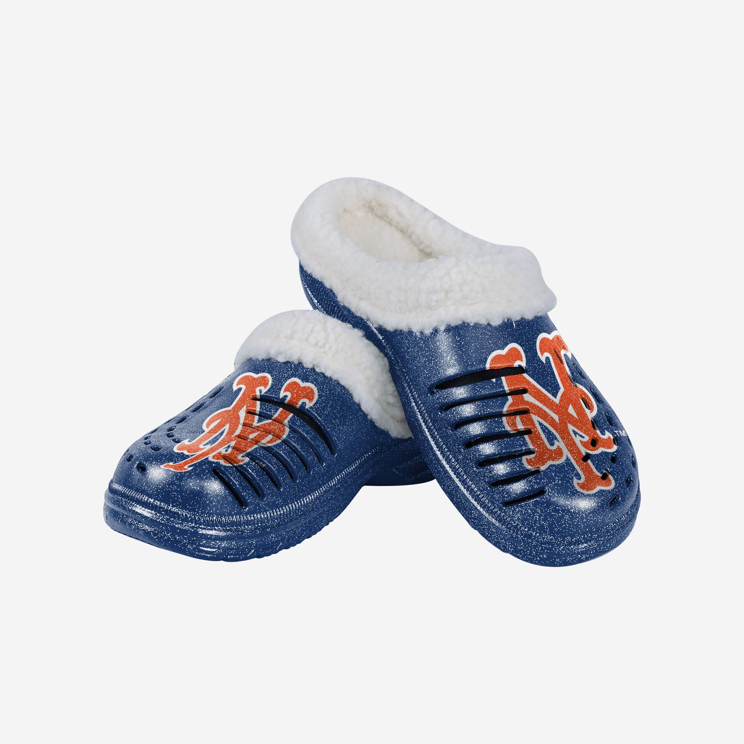 Gorgeous New York Mets Women's Glitter Sherpa-Lined Clogs - Sparkle in Style!