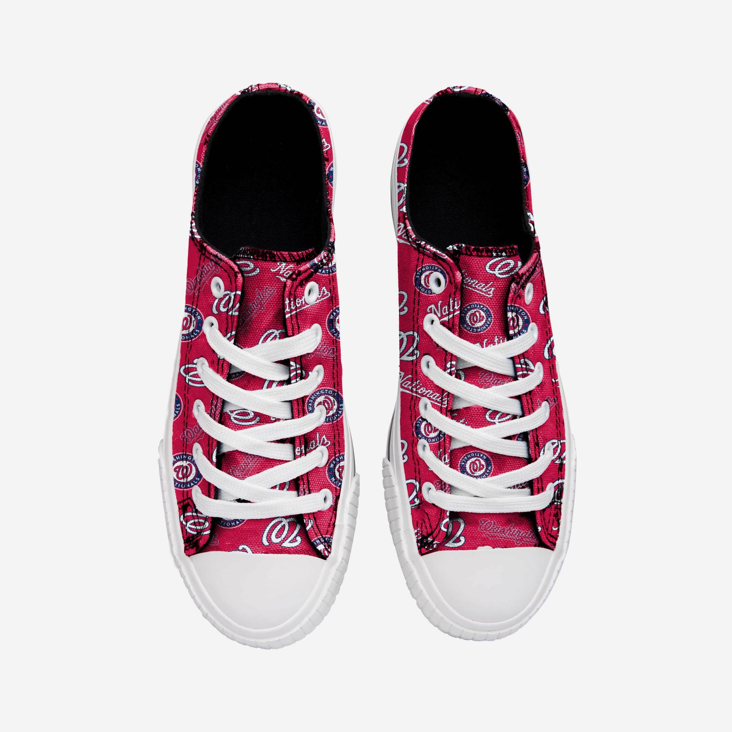 Washington Nationals Women's Stylish Low-Top Canvas Shoes with Repeat Print