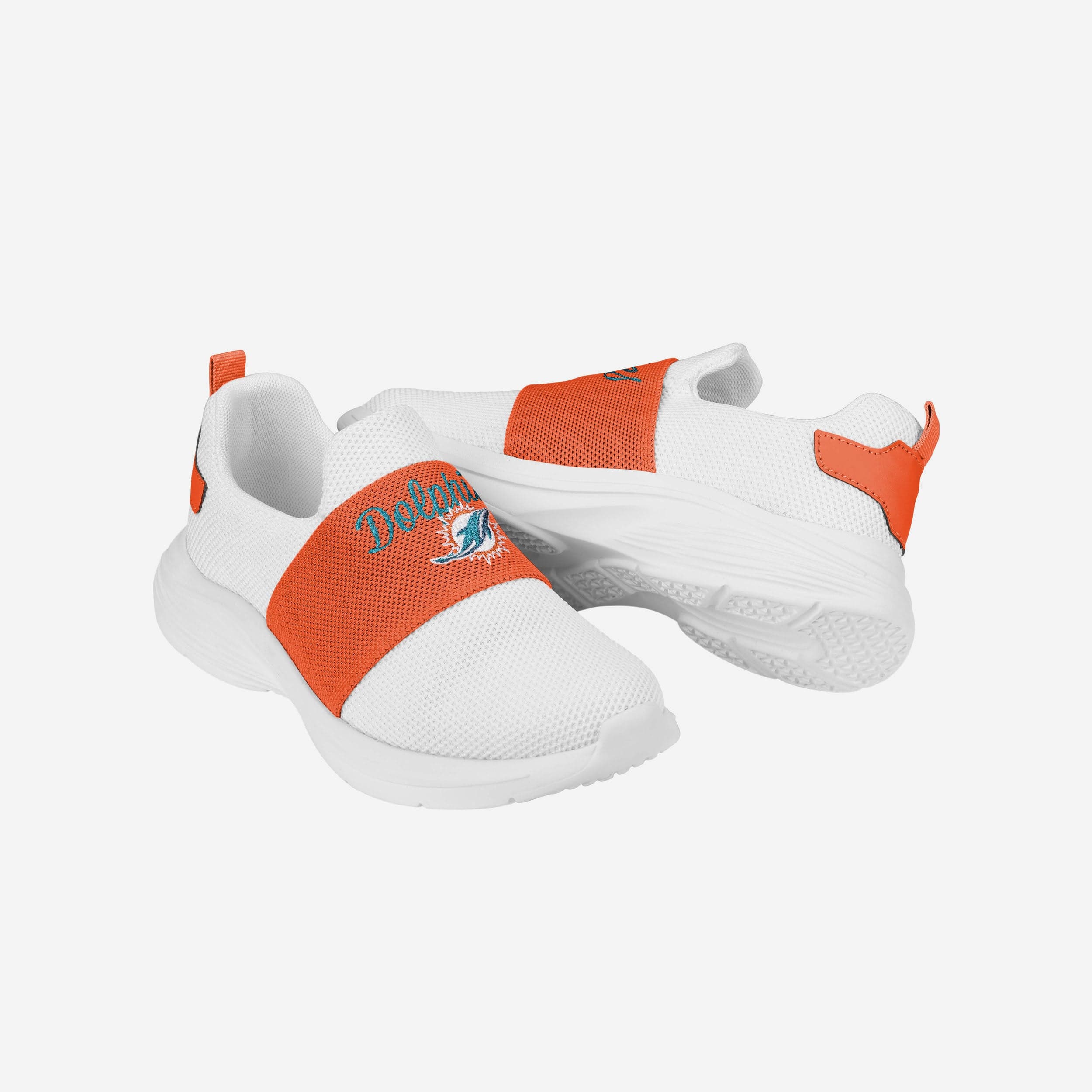 Miami Dolphins Women's Stylish White Slip-On Sneakers