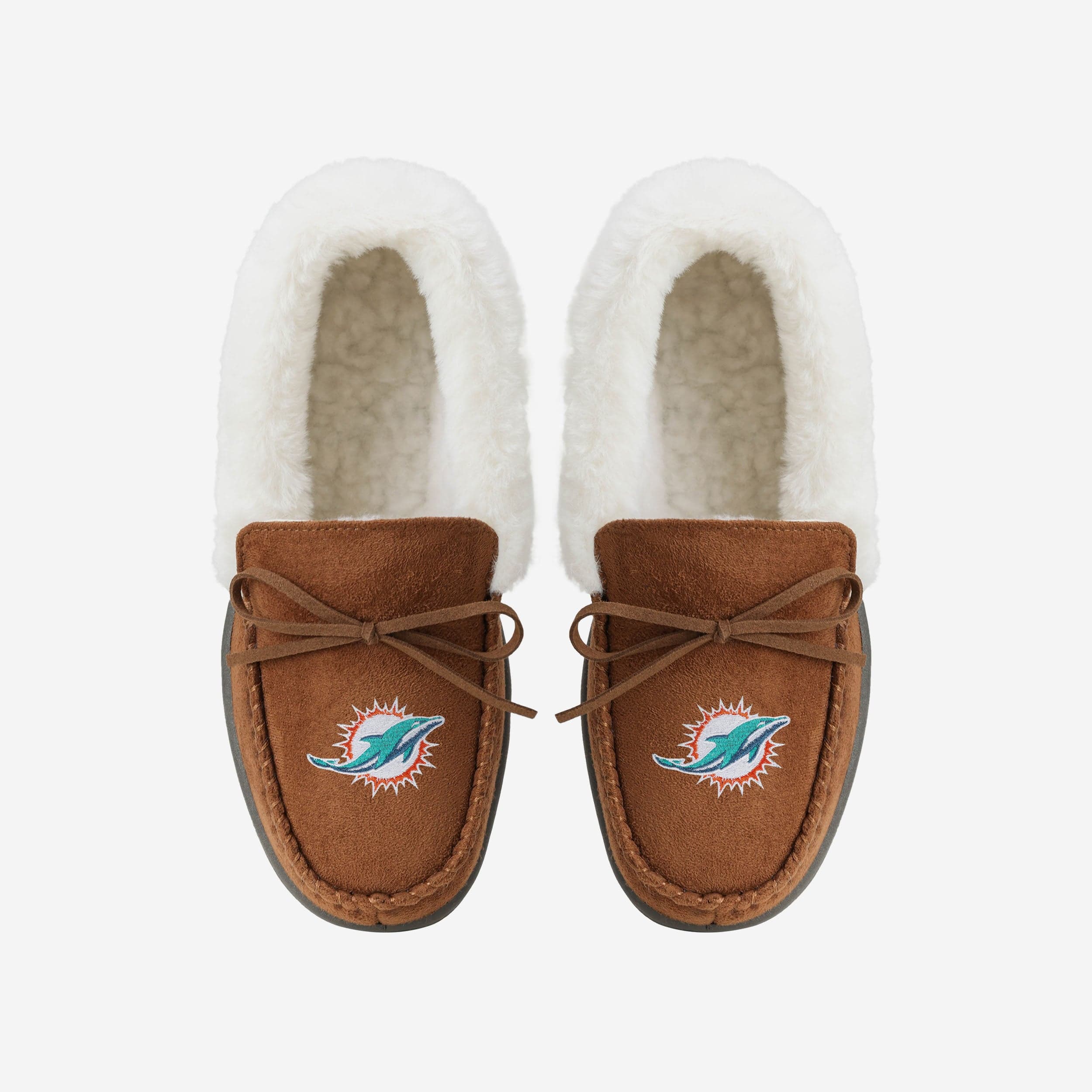 Miami Dolphins Women's Stylish Tan Moccasin Slippers