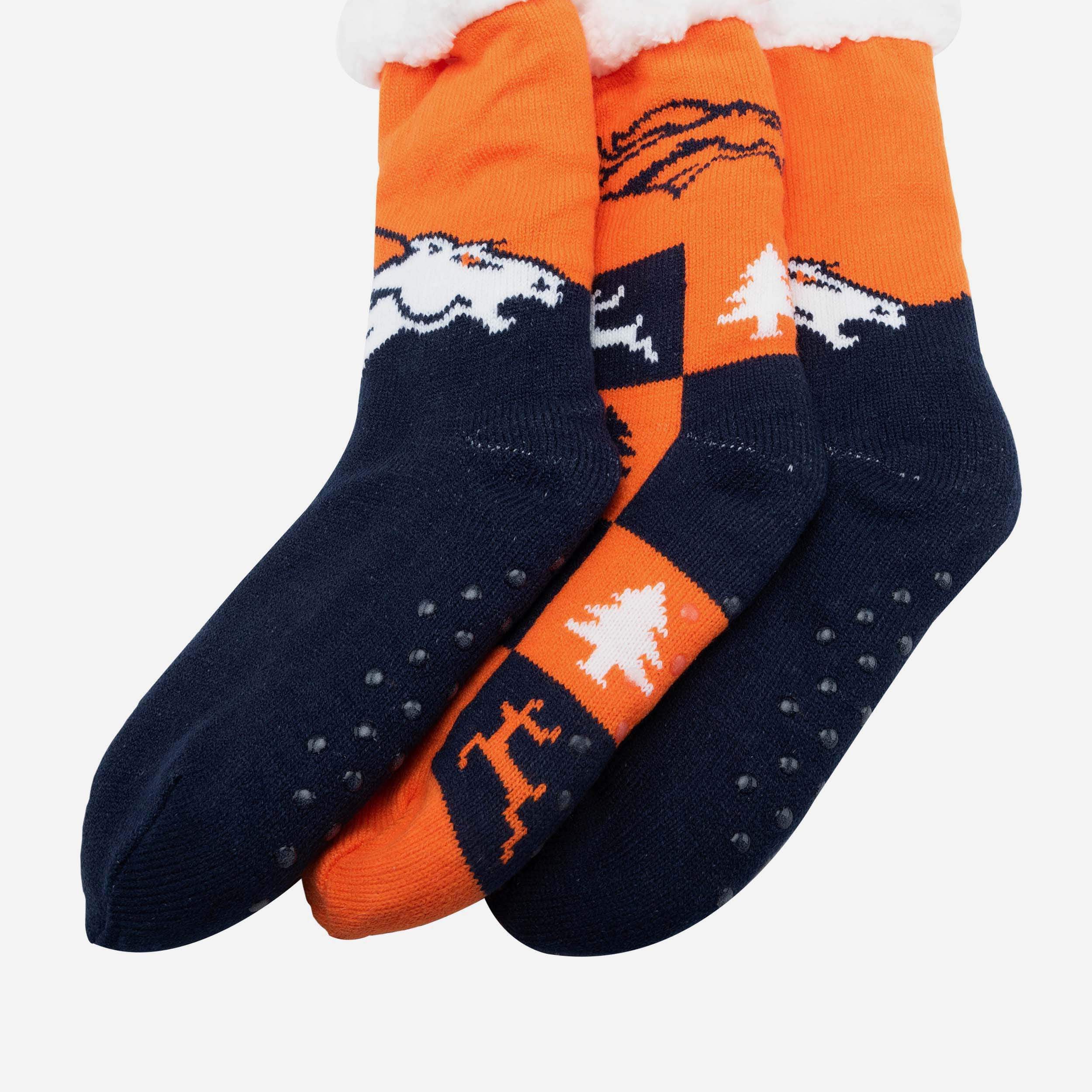 Denver Broncos Women's Fanatic 3-Pack Footy Slipper Socks