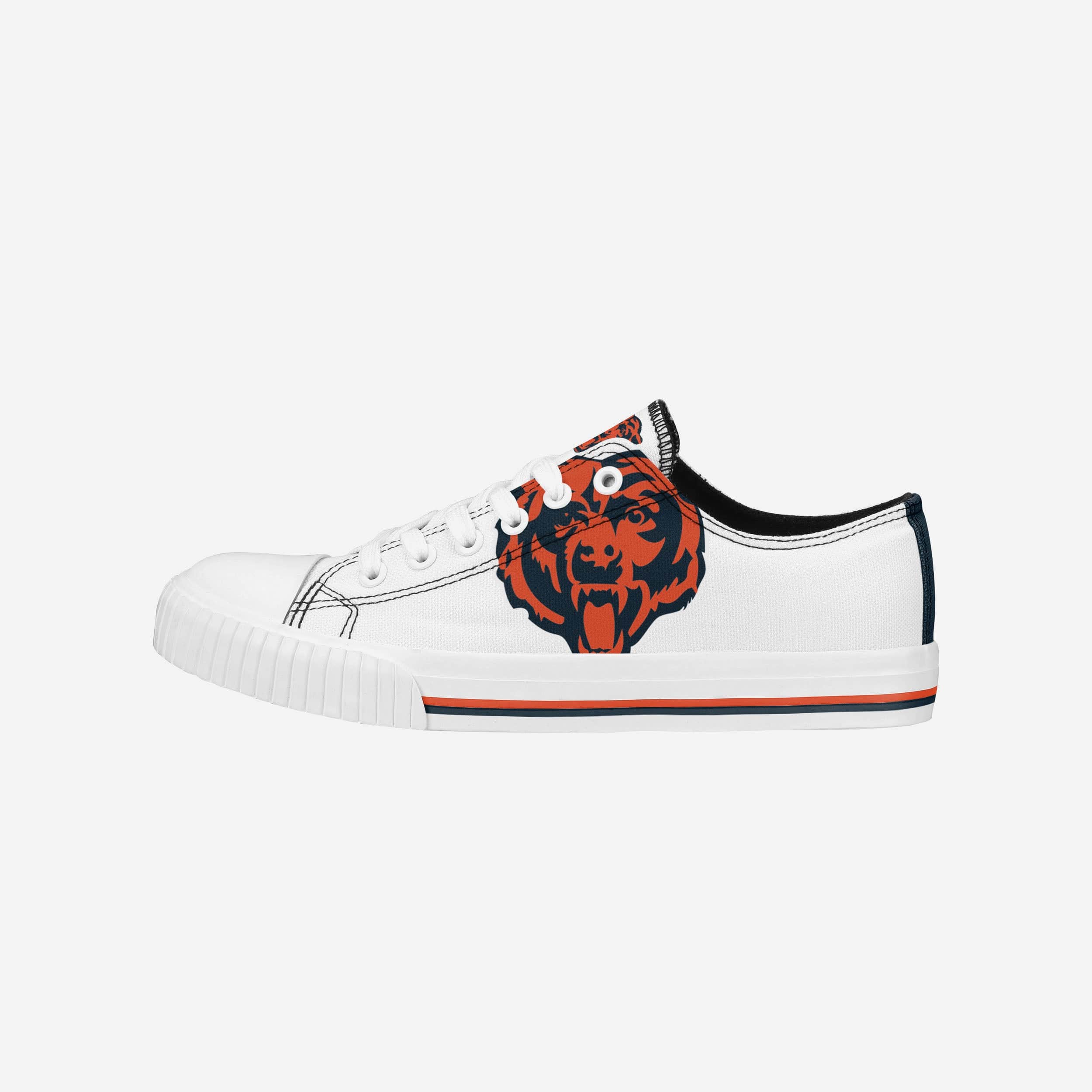 Chicago Bears Women's Stylish Big Logo Low Top White Canvas Shoes